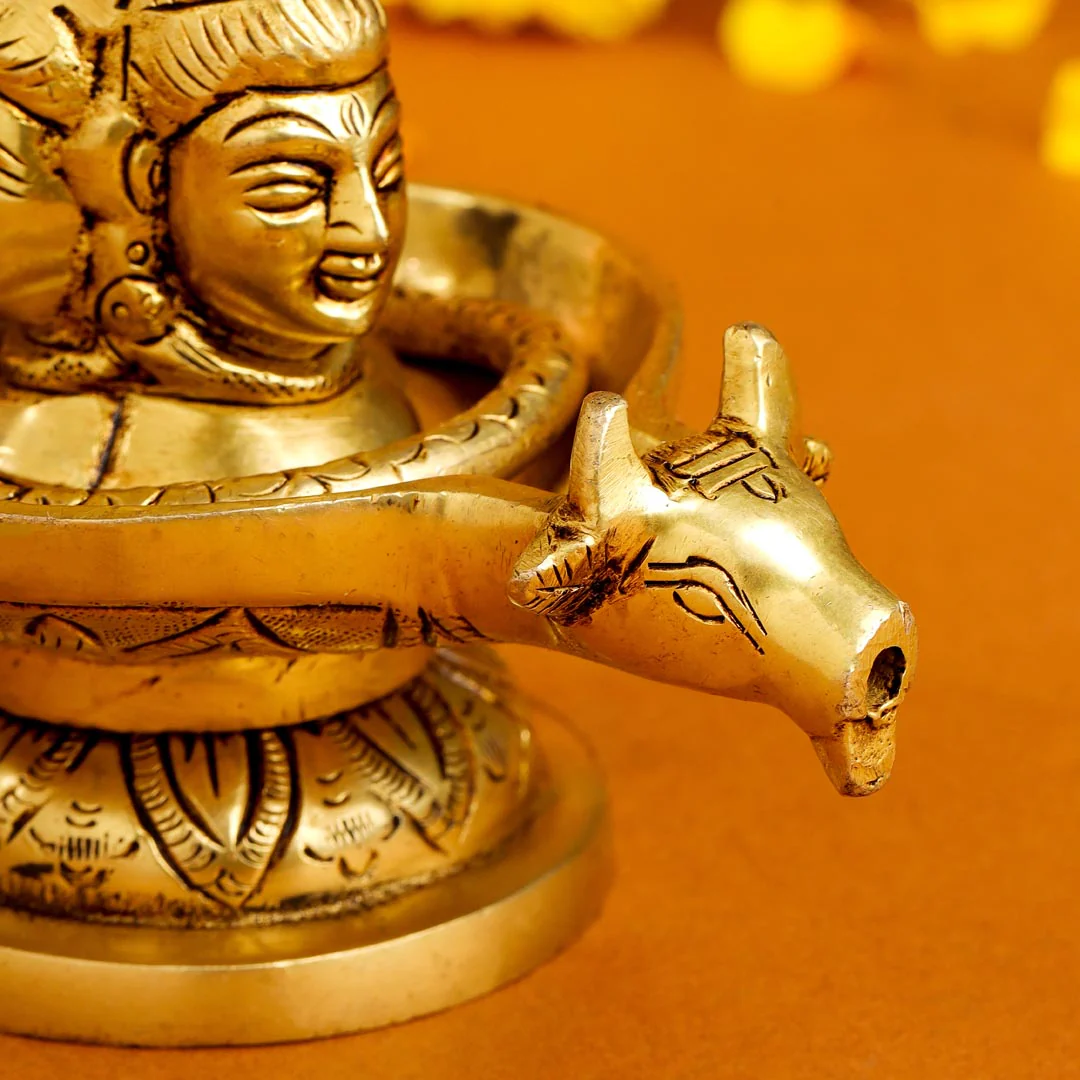 Brass Nandi Mukhshivlingam Idol (5 Inch) - Image 6
