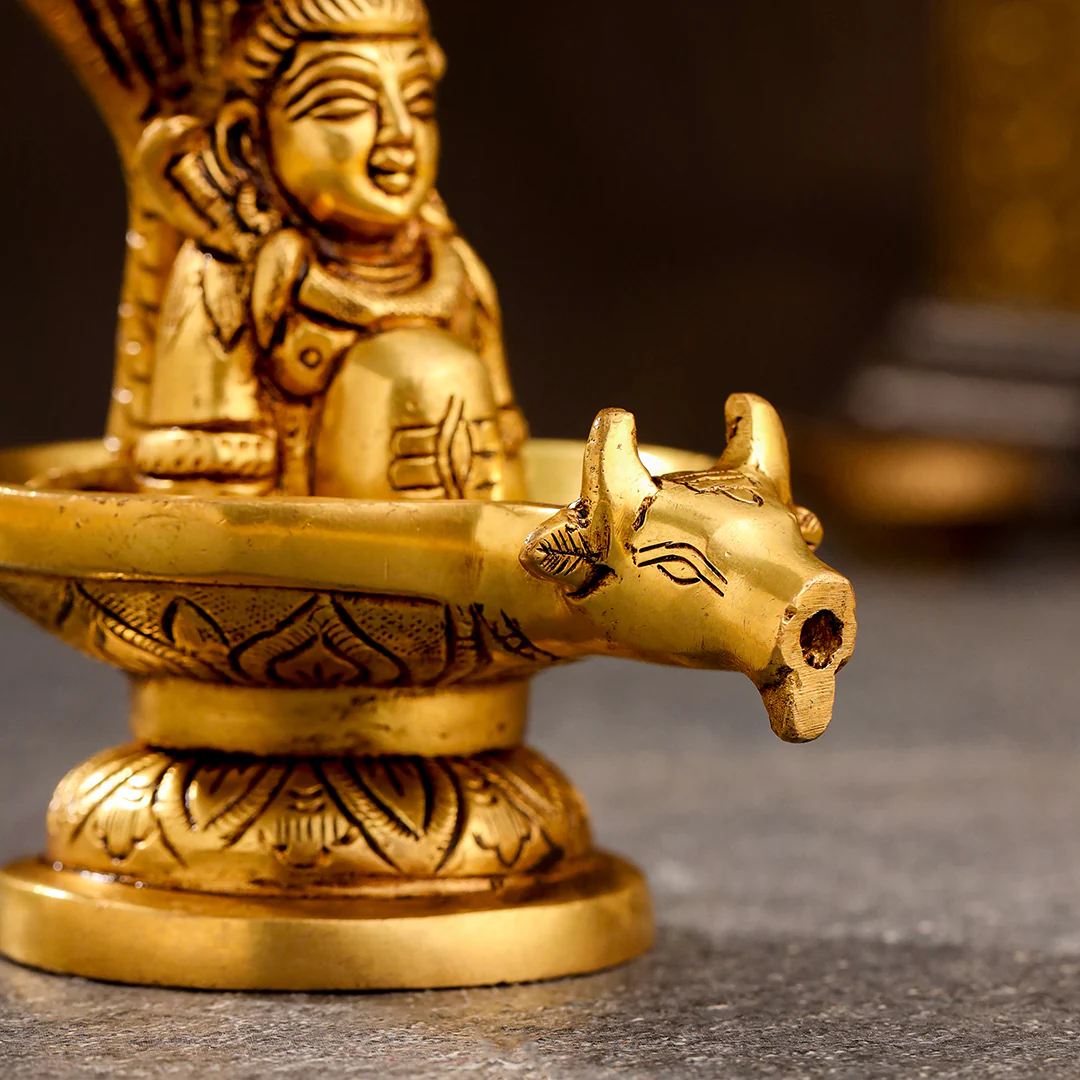 Brass Nandi Mukhshivlingam Idol (5 Inch) - Image 8