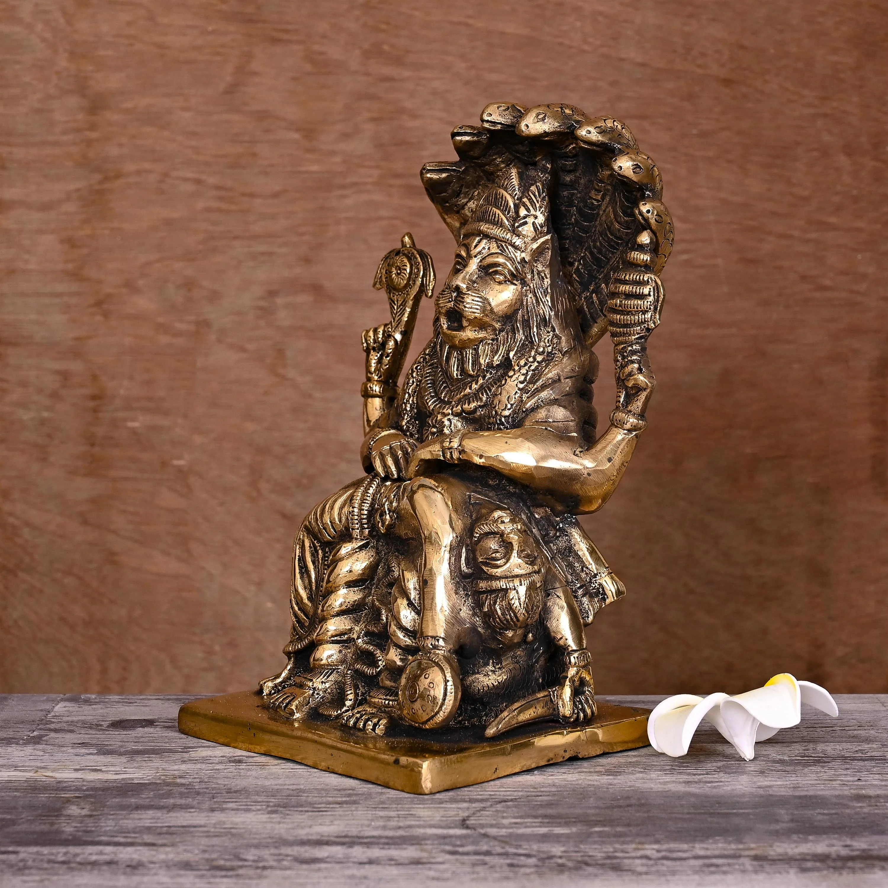 Brass God Narasimha Statue (8.5 Inch) - Image 2