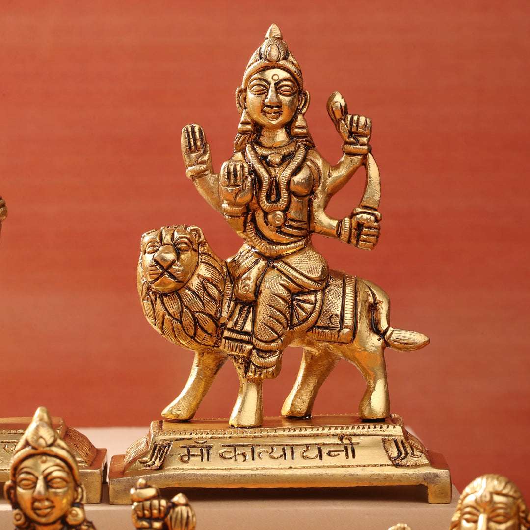 Brass Navdurga Idols Set (4.8 Inch) - Image 3