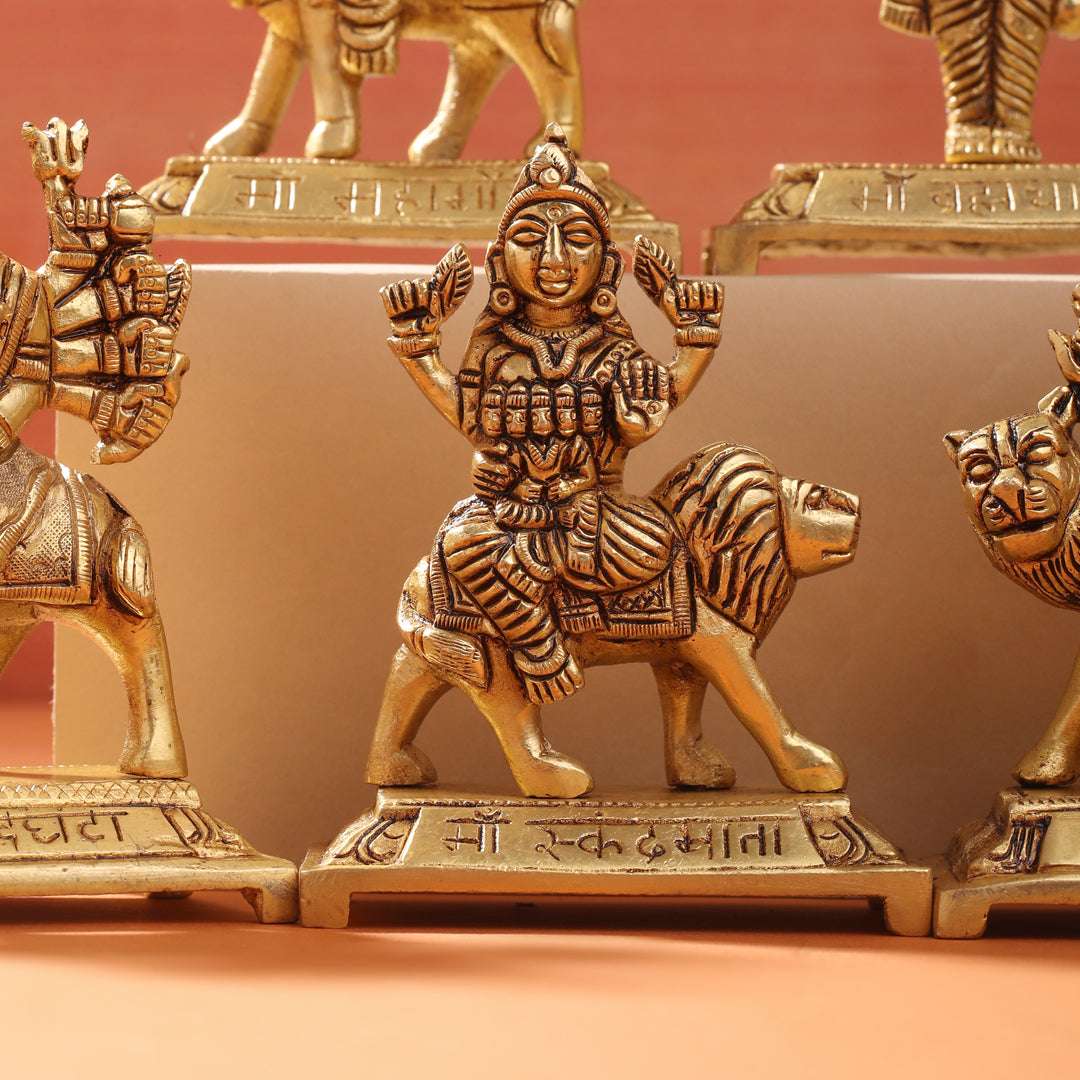 Brass Navdurga Idols Set (4.8 Inch) - Image 7