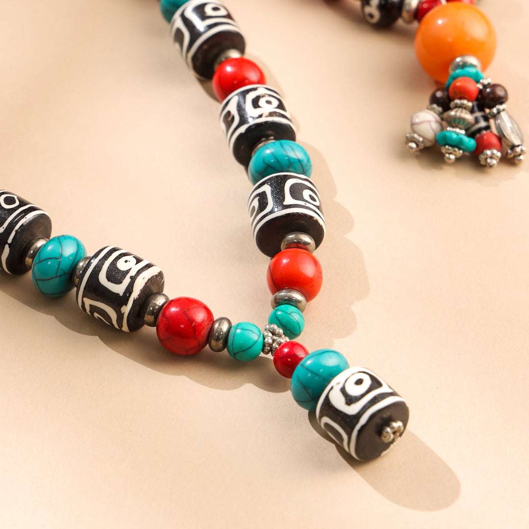 Resin Handcrafted Bead Jewelry Necklace with Tribal Charm - Image 3