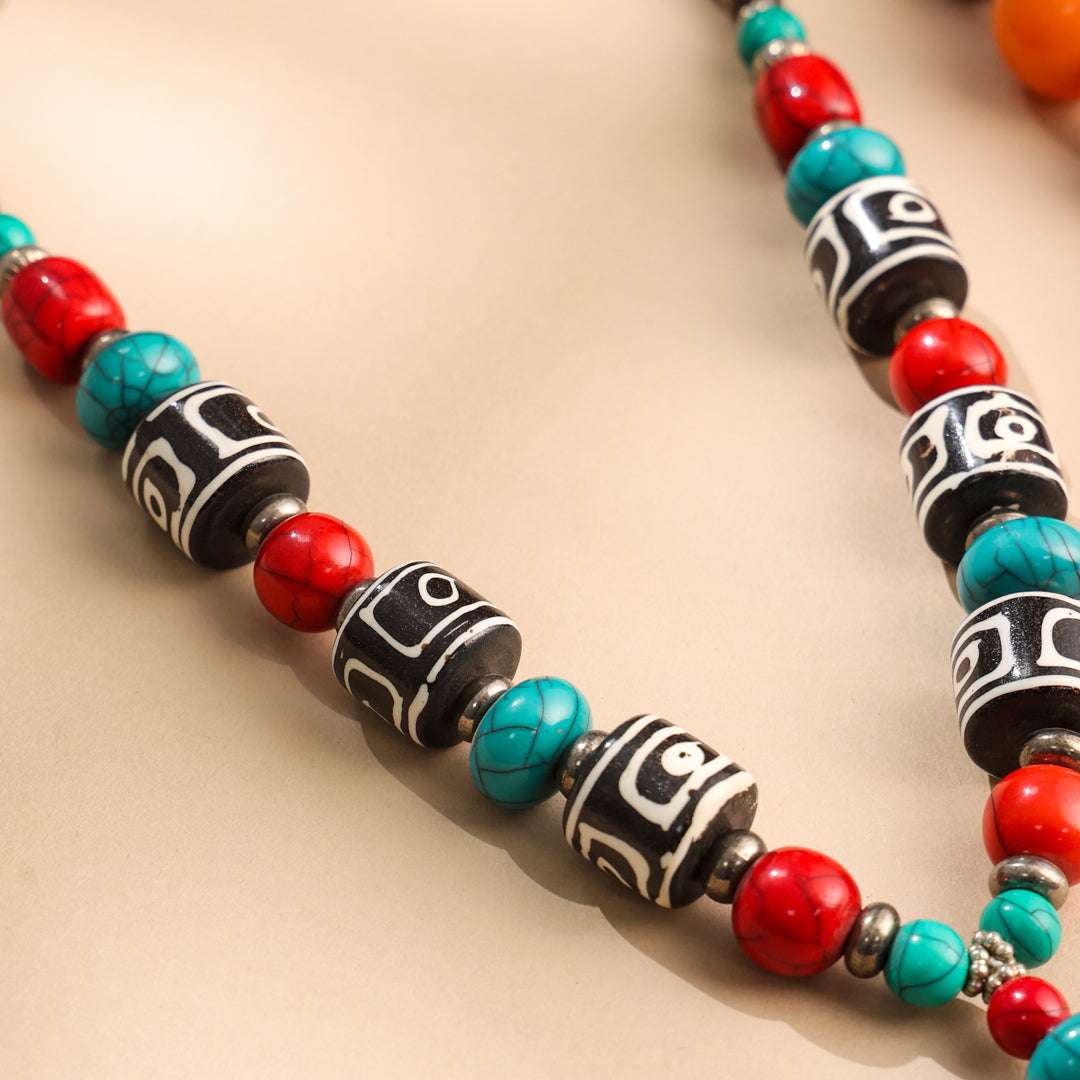 Resin Handcrafted Bead Jewelry Necklace with Tribal Charm - Image 4