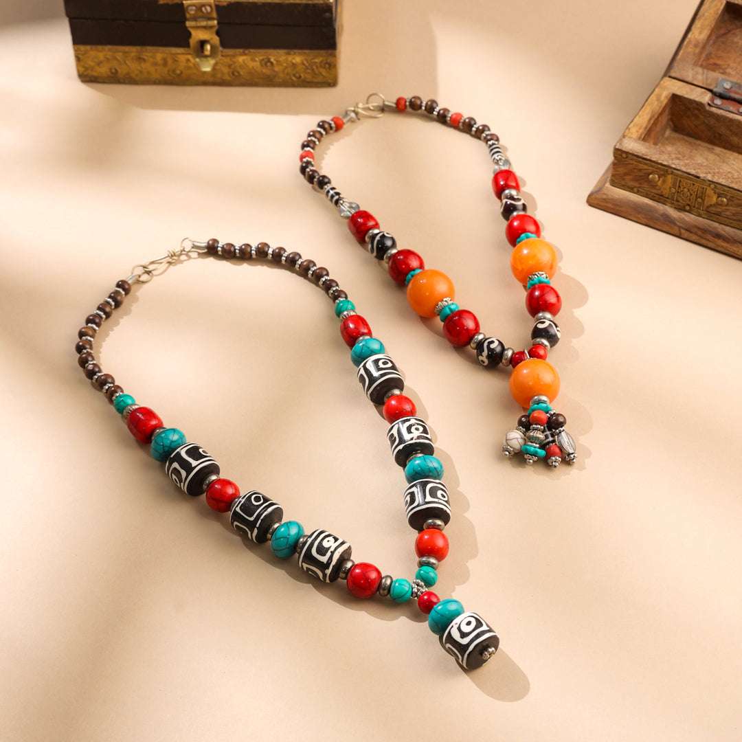 Resin Handcrafted Bead Jewelry Necklace with Tribal Charm - Image 5