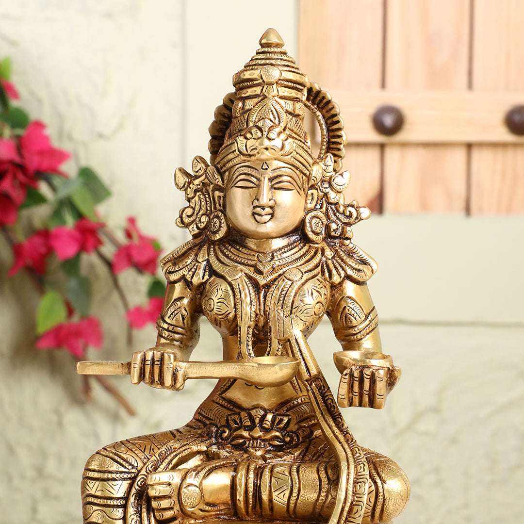 Brass Goddess Annapurna Idol – Bestower of Nourishment & Prosperity (10.5 Inch) - Image 2