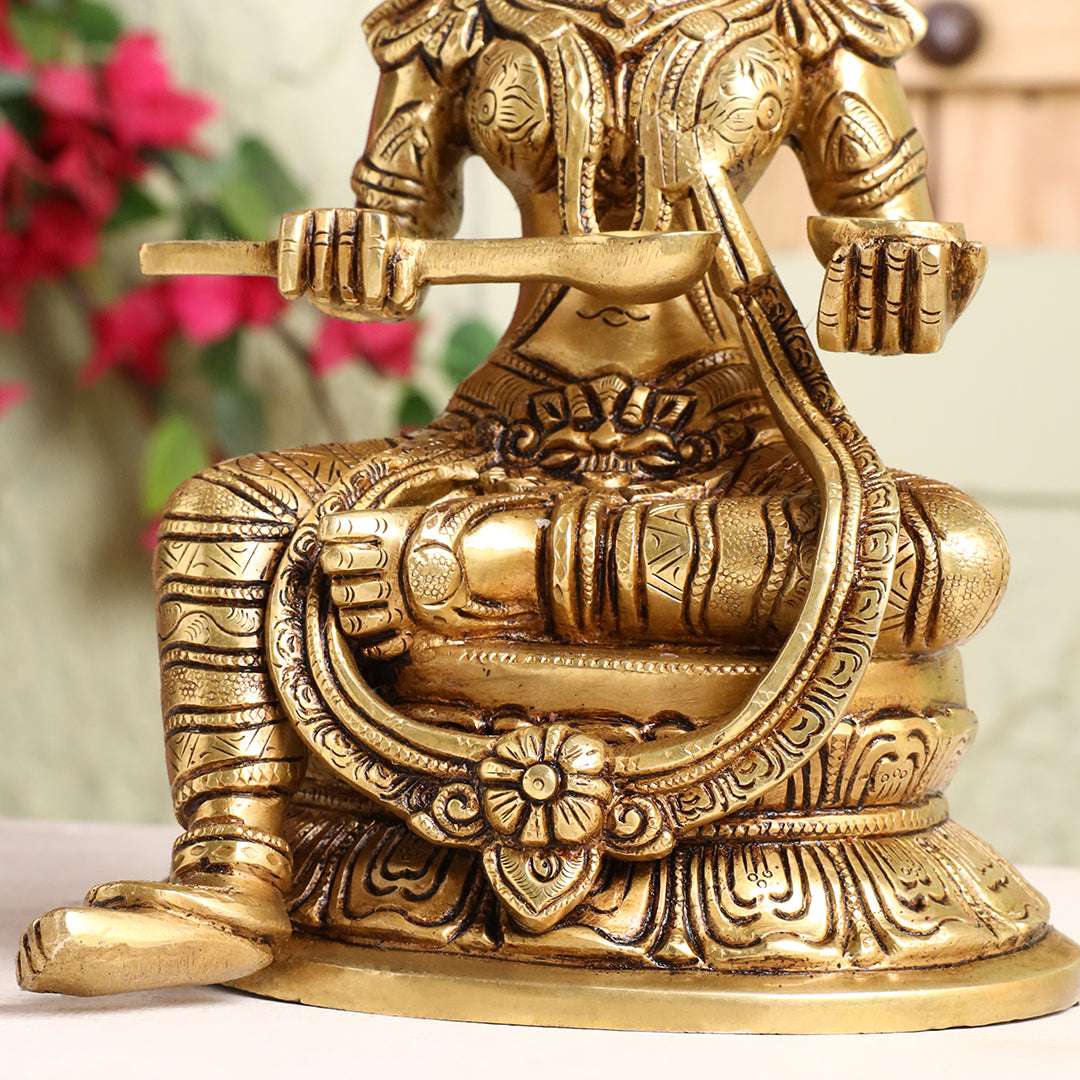 Brass Goddess Annapurna Idol – Bestower of Nourishment & Prosperity (10.5 Inch) - Image 3