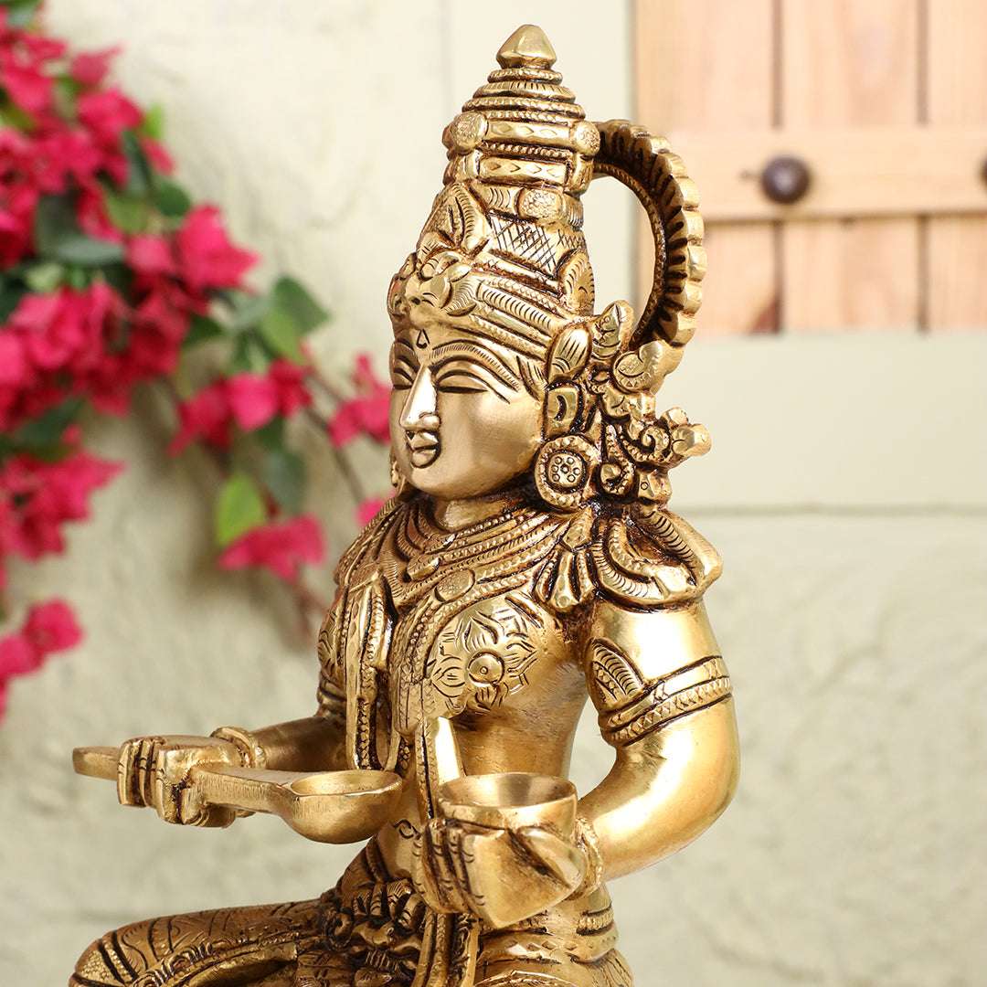Brass Goddess Annapurna Idol – Bestower of Nourishment & Prosperity (10.5 Inch) - Image 6