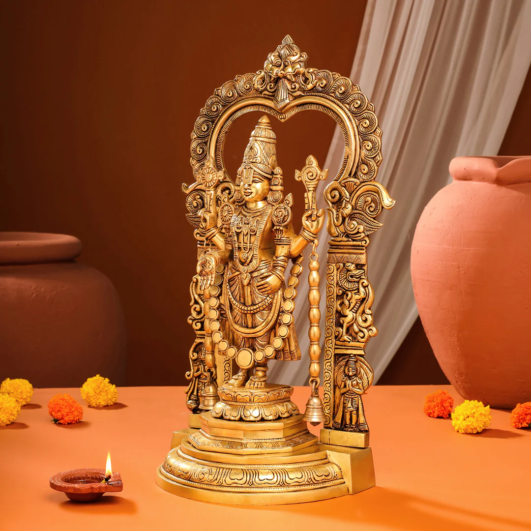 Brass Frame Tirupati Balaji Venkateshwar Idol (22 Inch) - Image 5