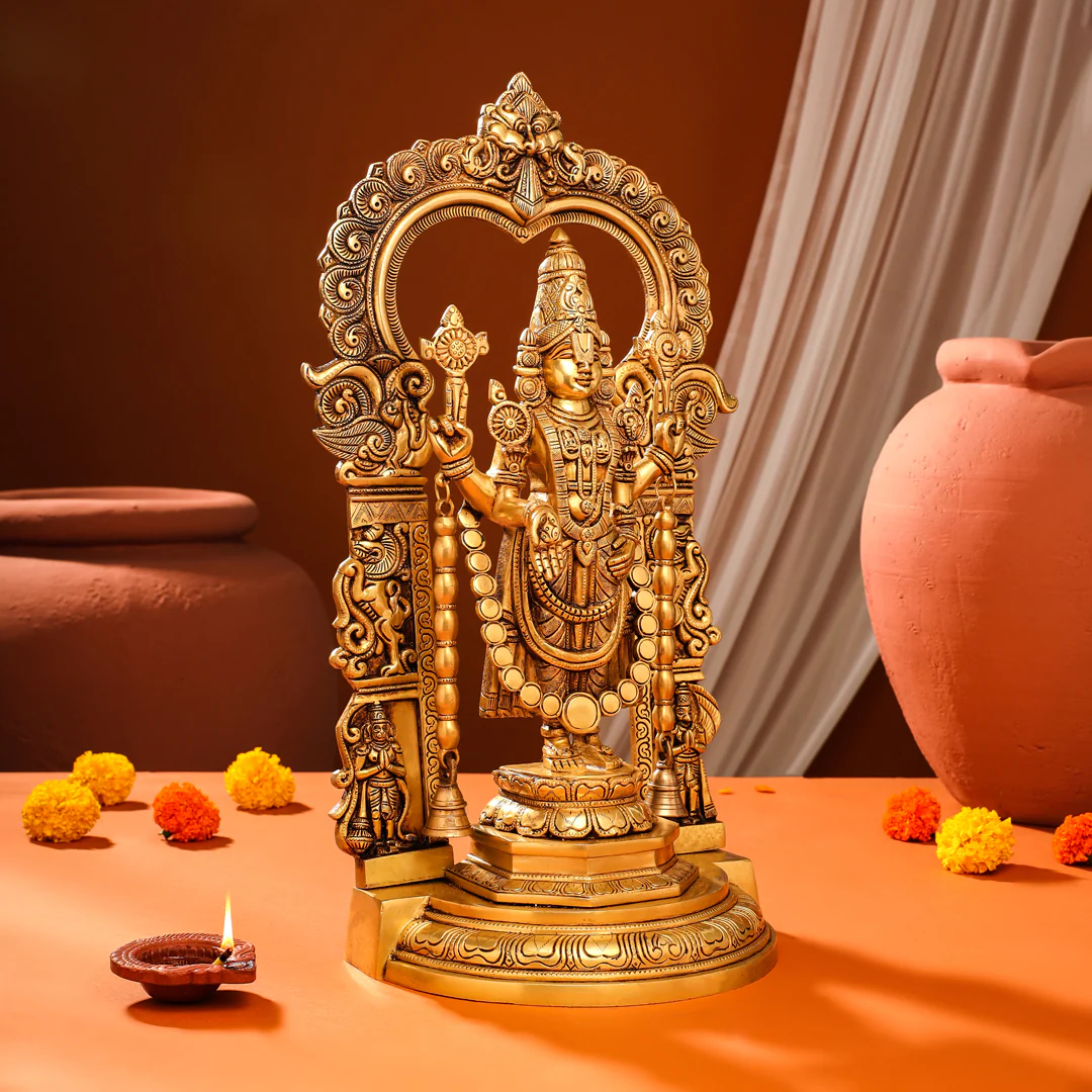 Brass Frame Tirupati Balaji Venkateshwar Idol (22 Inch) - Image 6