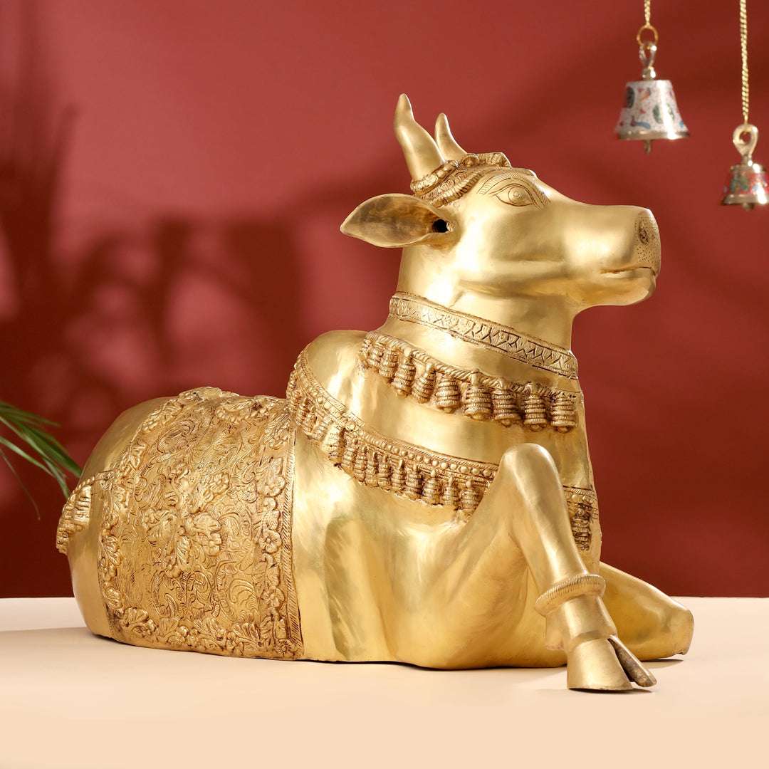 Brass Majestic Nandi Idol (20.5 Inch) - Image 9