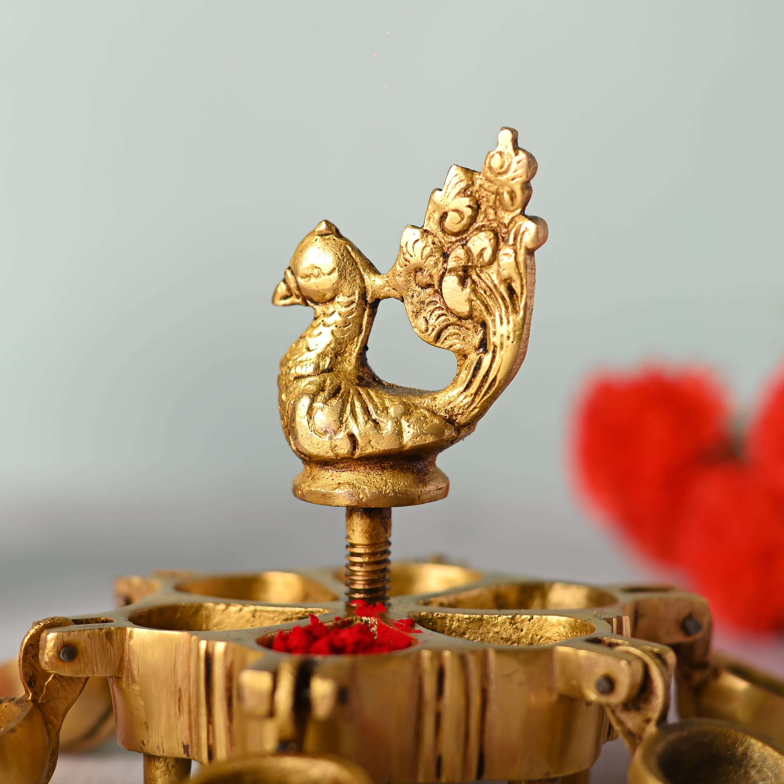 Brass Peacock Kumkum Box (3.5 Inch) - Image 4