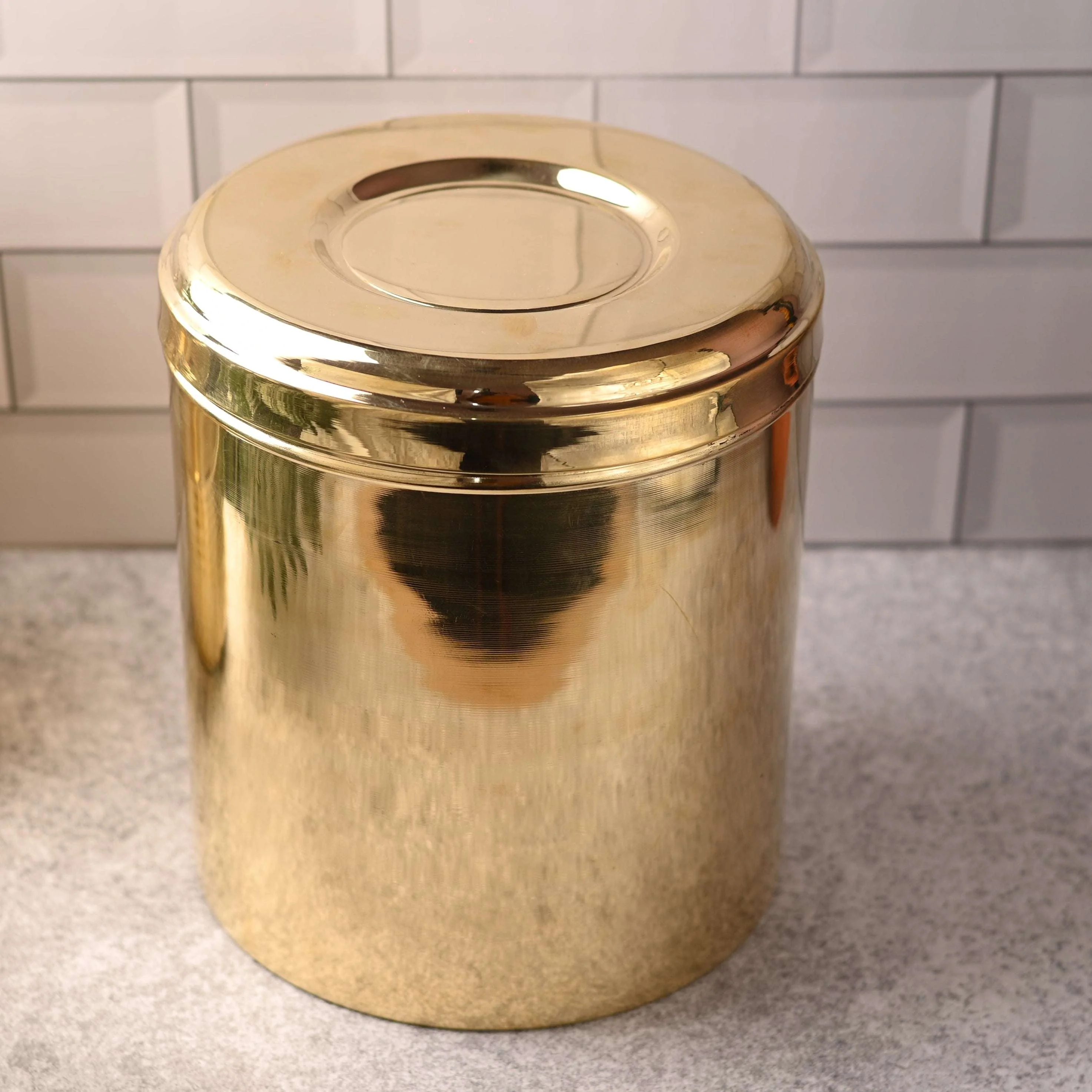 Brass Storage Container With Lid (9.6 Inch) - Image 2