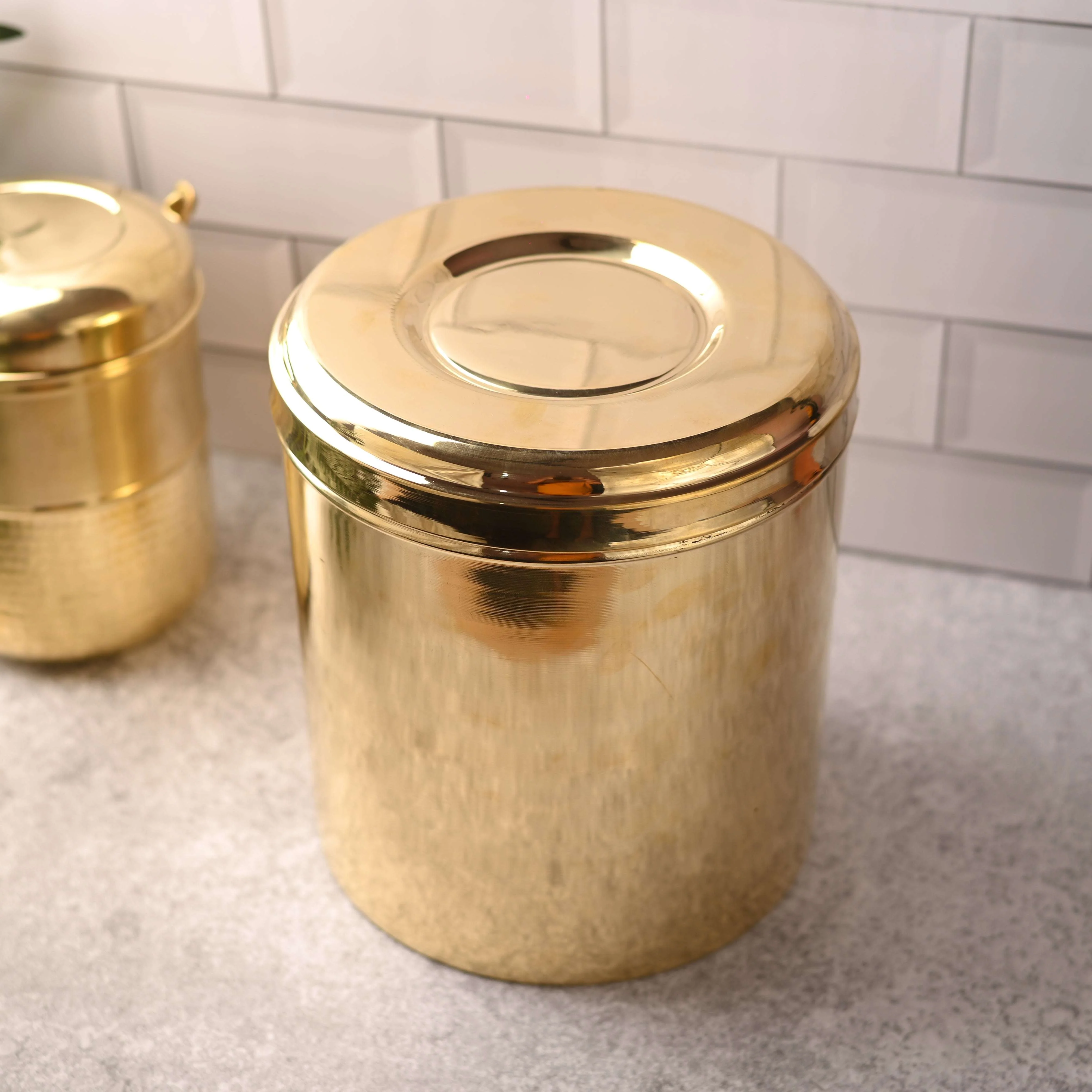 Brass Storage Container With Lid (9.6 Inch) - Image 5