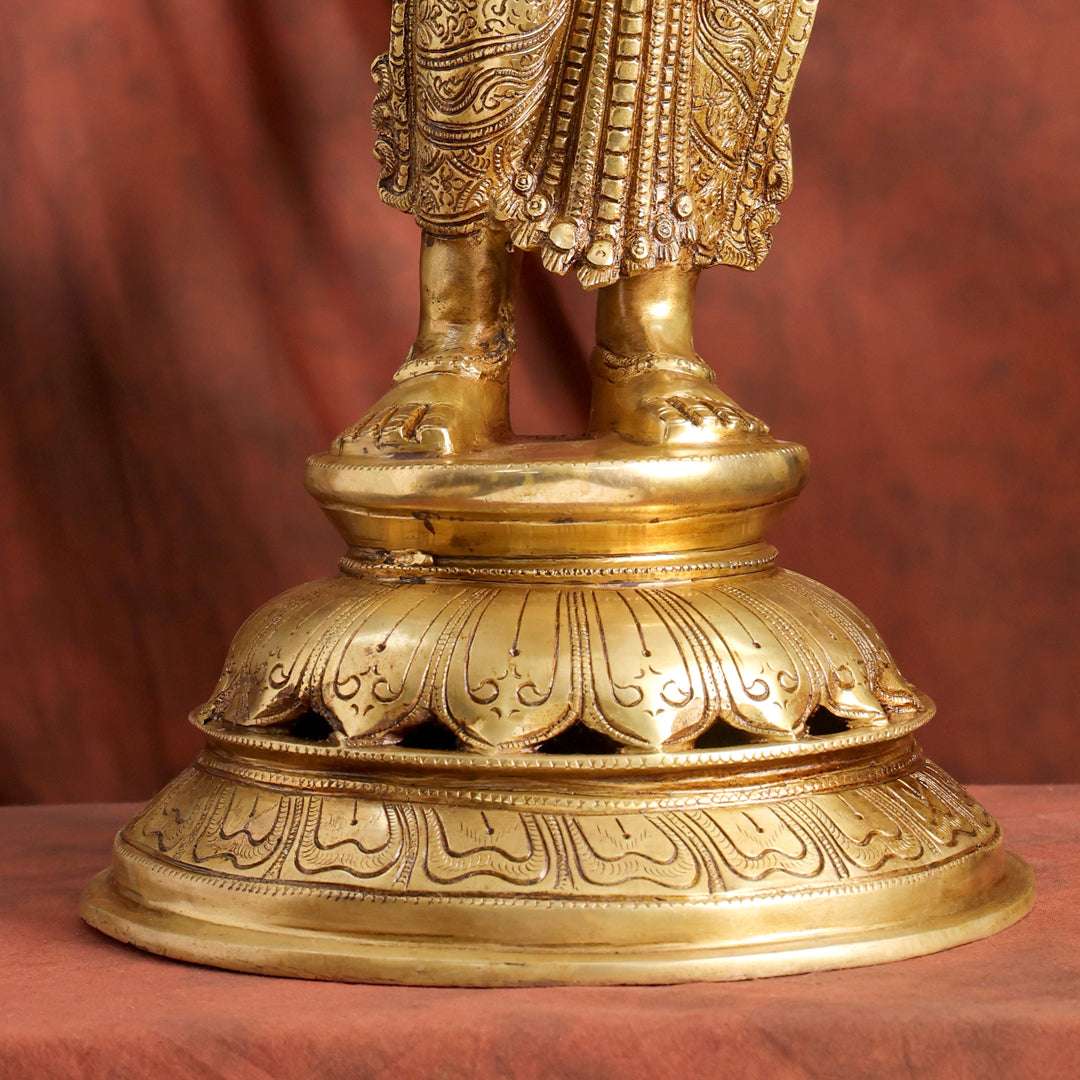 Brass Standing Deep lakshmi Idol – Traditional Diya Holder for Prosperity and Light (30 Inch) - Image 4