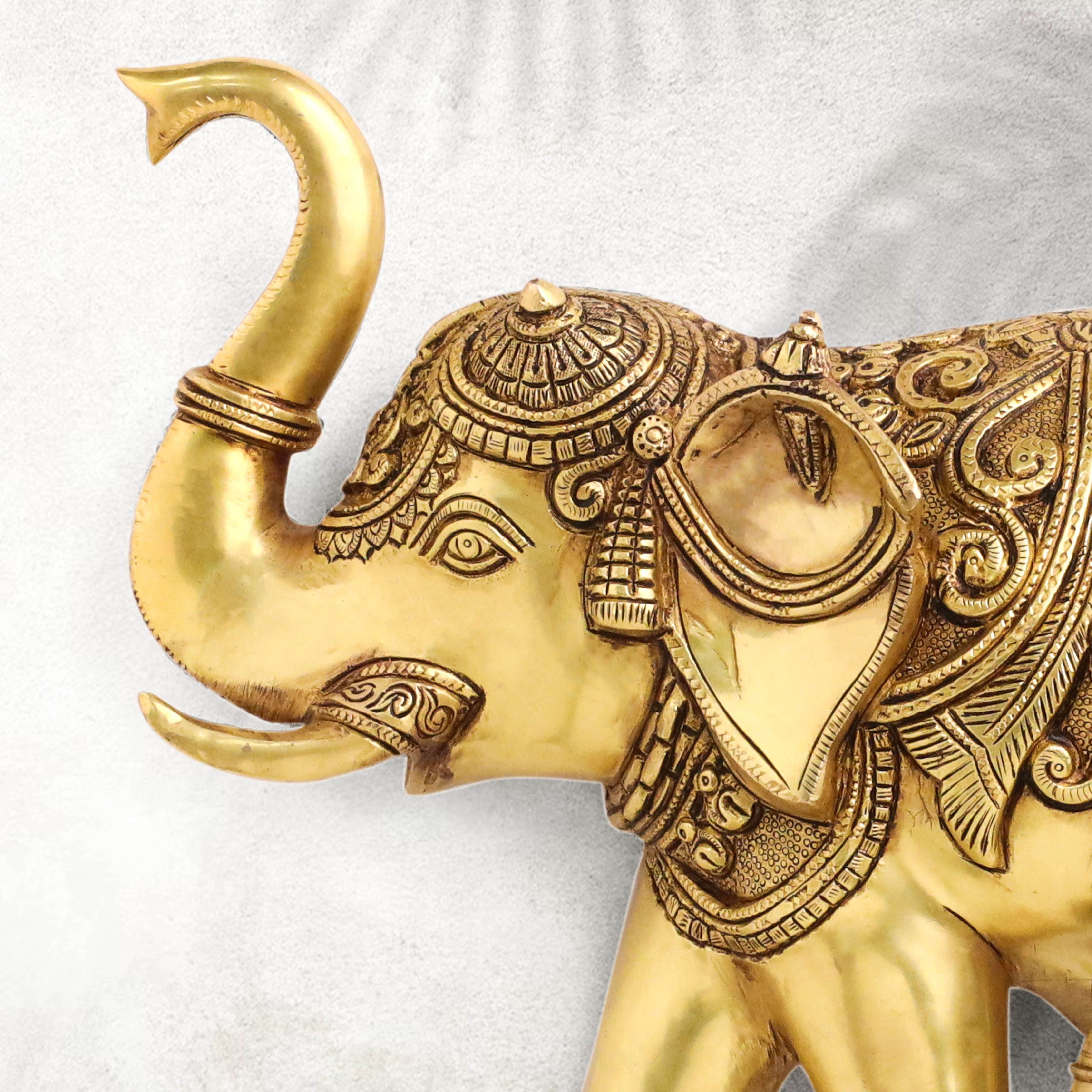 Brass Elephant Wall Hanging Set (15 Inch) - Image 3