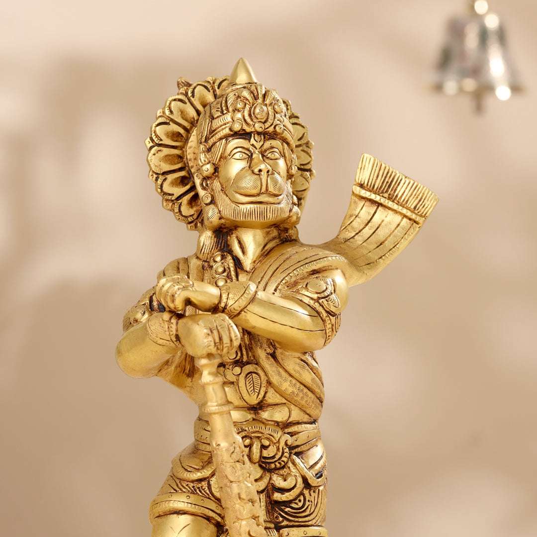 Brass Lord Hanuman Standing Idol (14 Inch) - Image 5