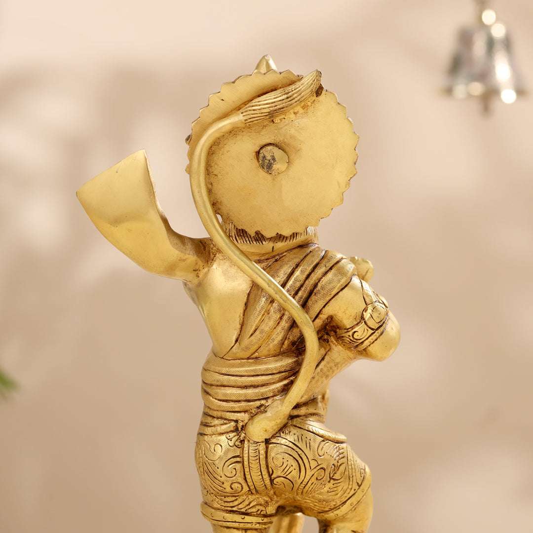 Brass Lord Hanuman Standing Idol (14 Inch) - Image 8