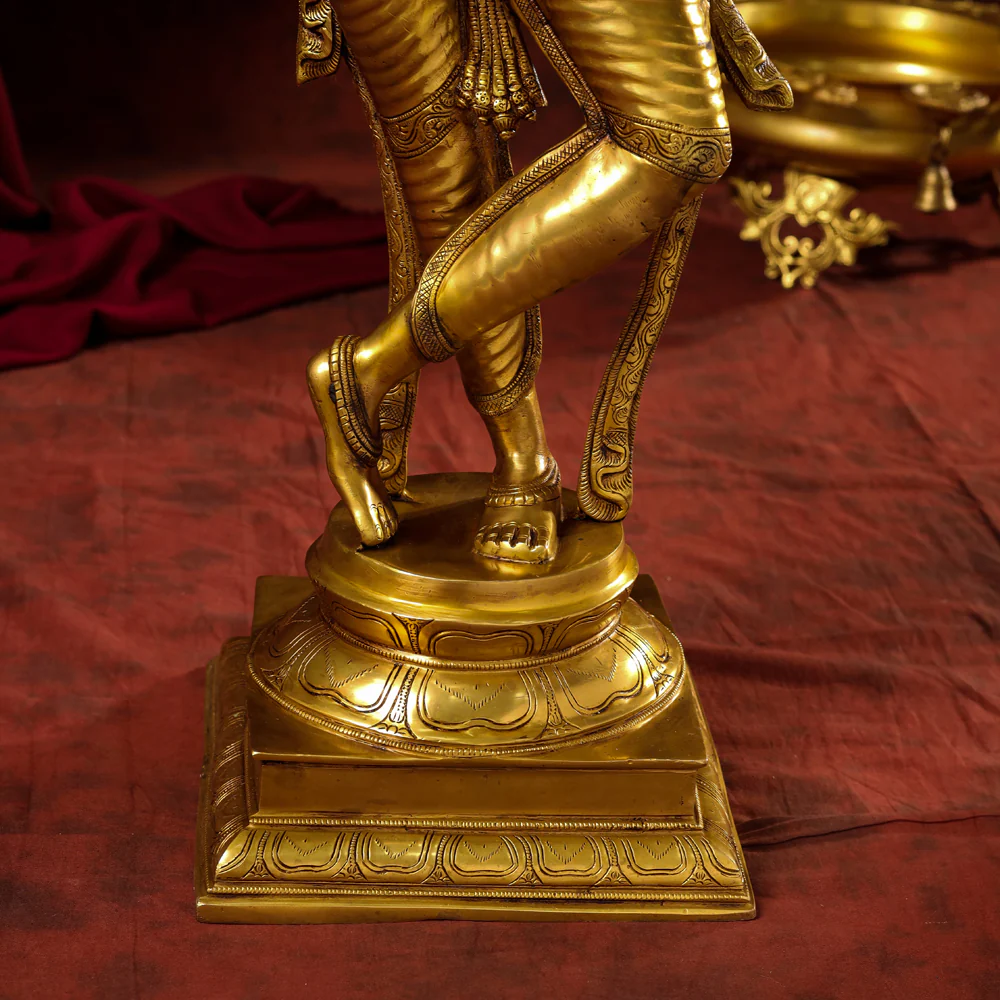 Brass Standing Superfine Krishna Idol (35 Inch) - Image 7