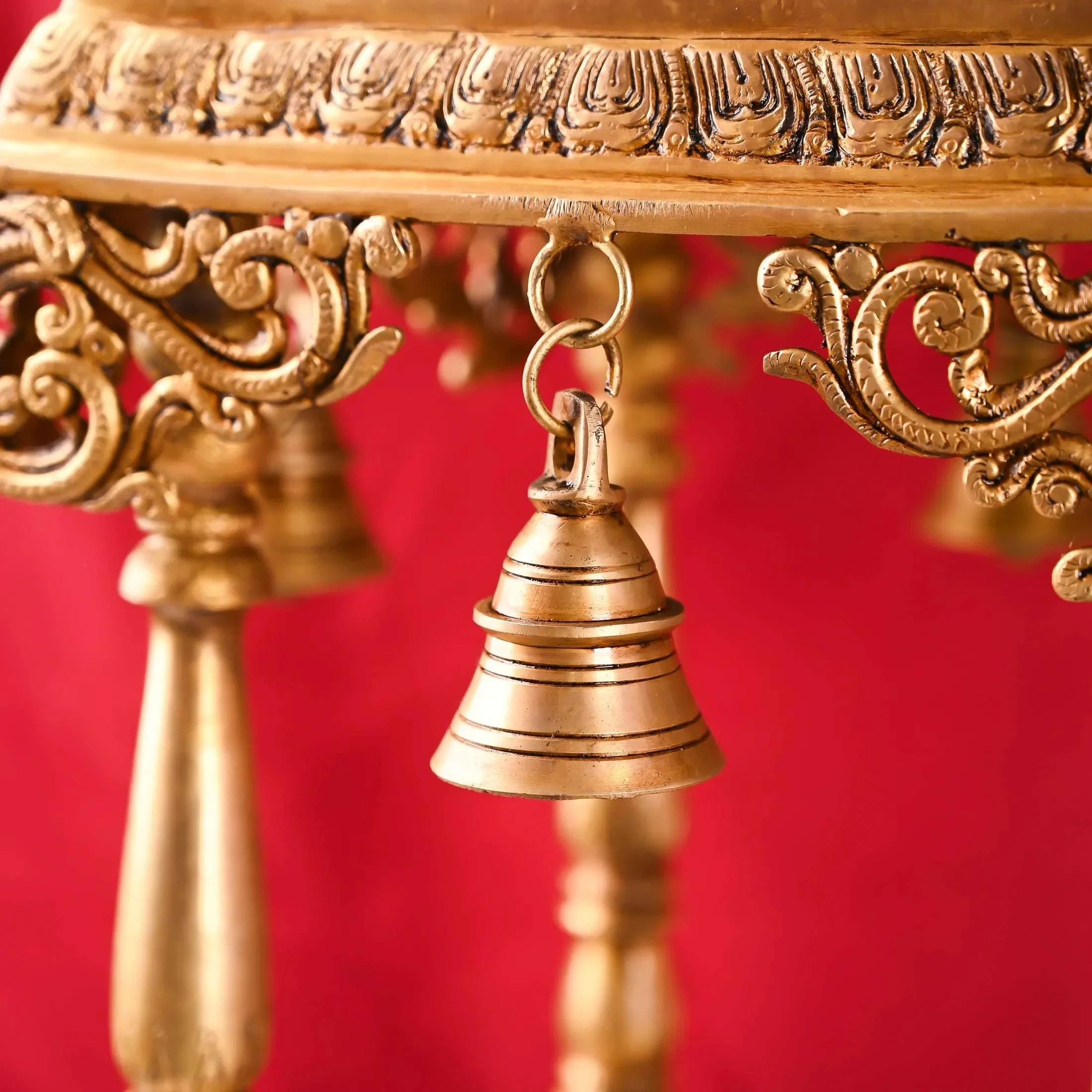Brass Mandir / Temple With Hanging Bell (28 Inch) - Image 4