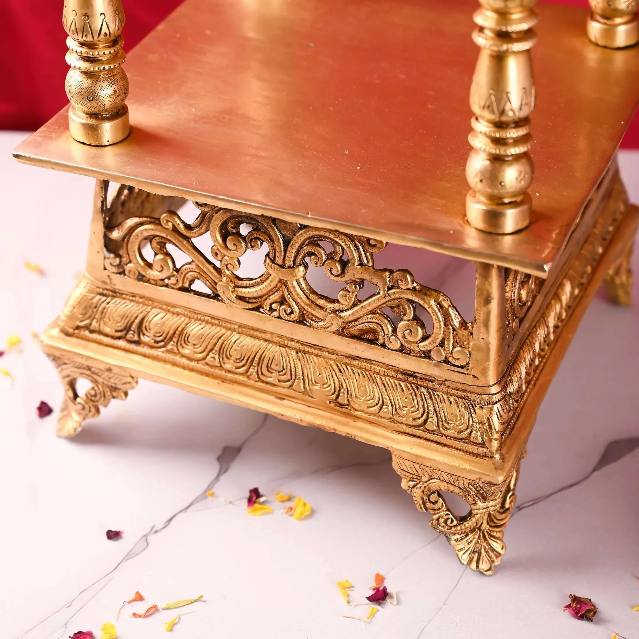 Brass Mandir / Temple With Hanging Bell (28 Inch) - Image 5