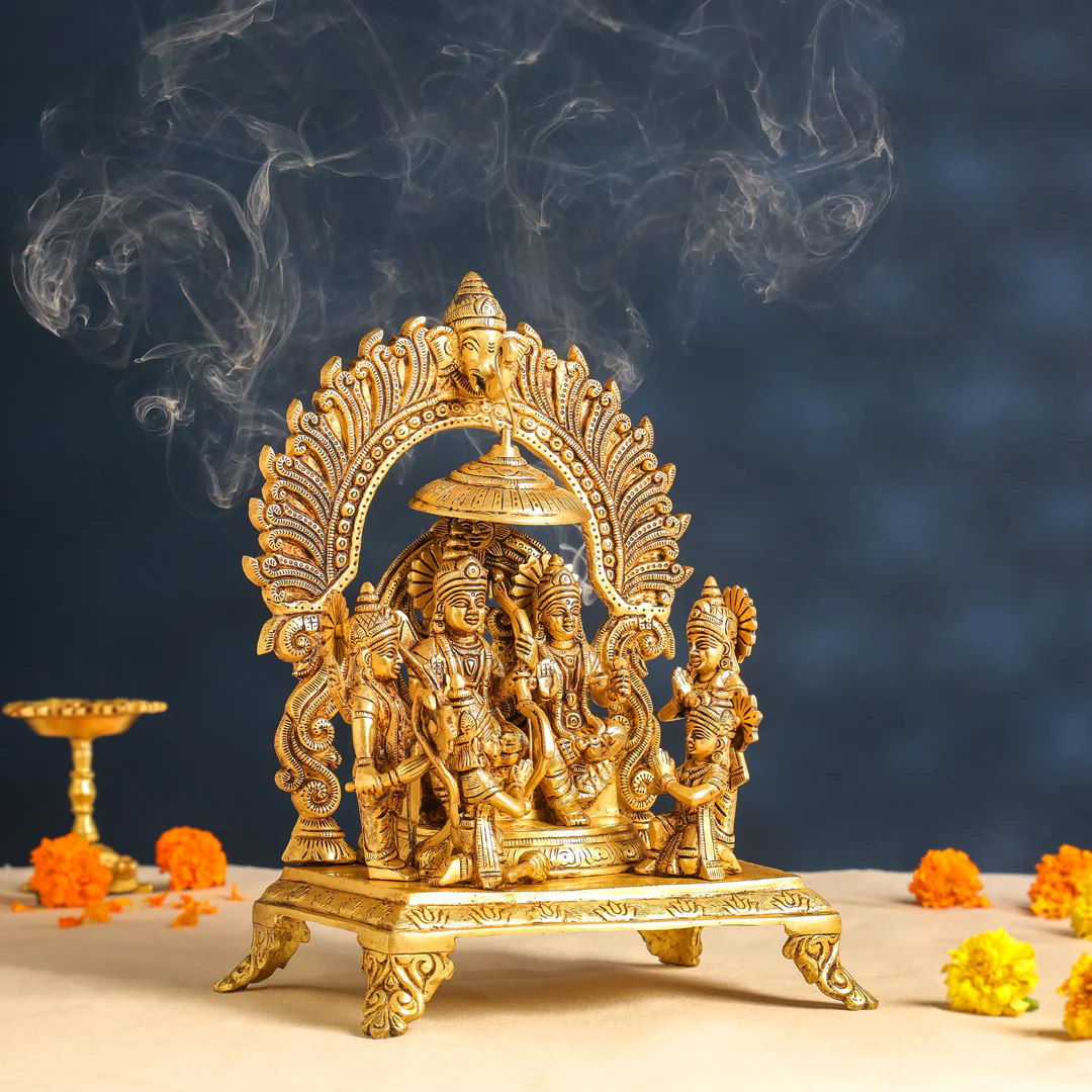 Brass Sitting Ram Darbar Statue (13 Inch) - Image 2