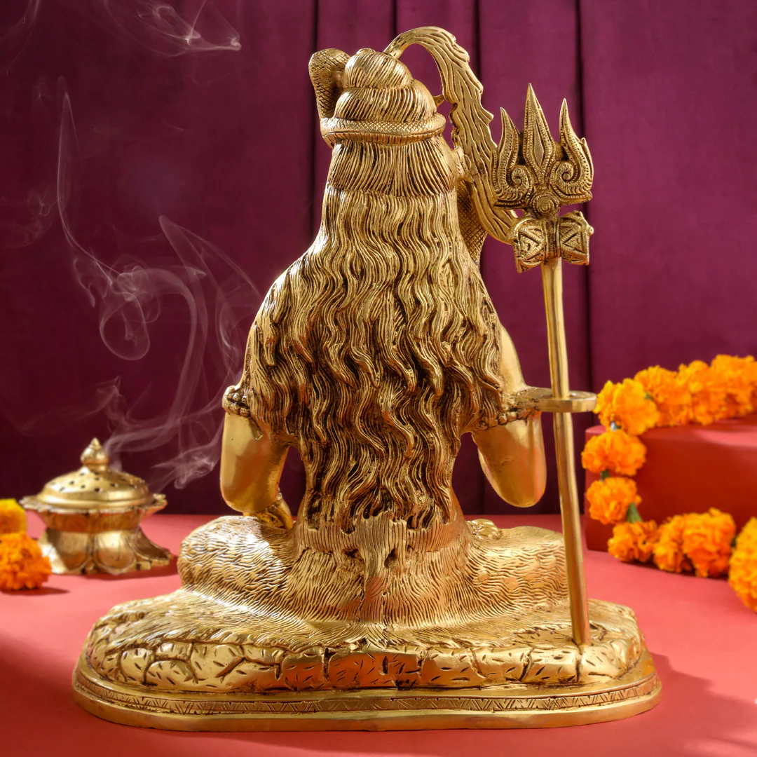 Brass Sitting Lord Shiva Statue (15 Inch) - Image 3