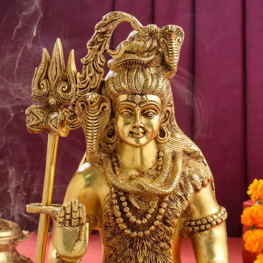 Brass Sitting Lord Shiva Statue (15 Inch) - Image 4