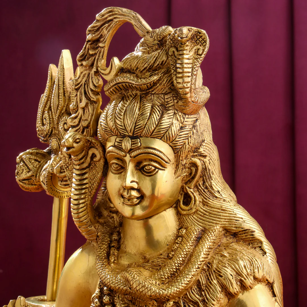 Brass Sitting Lord Shiva Statue (15 Inch) - Image 6