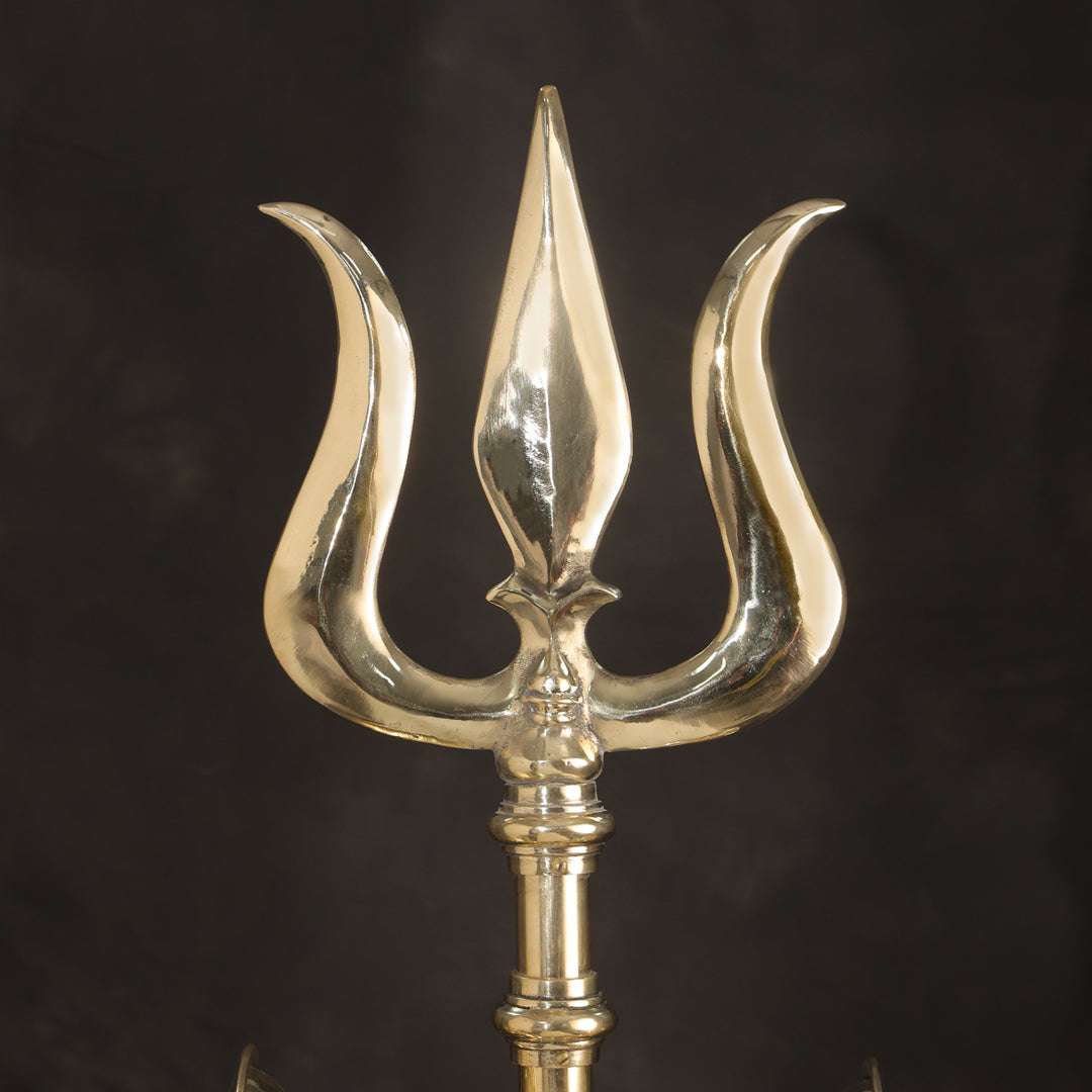 Brass Divya Trishul On Naag with Damru - Image 3