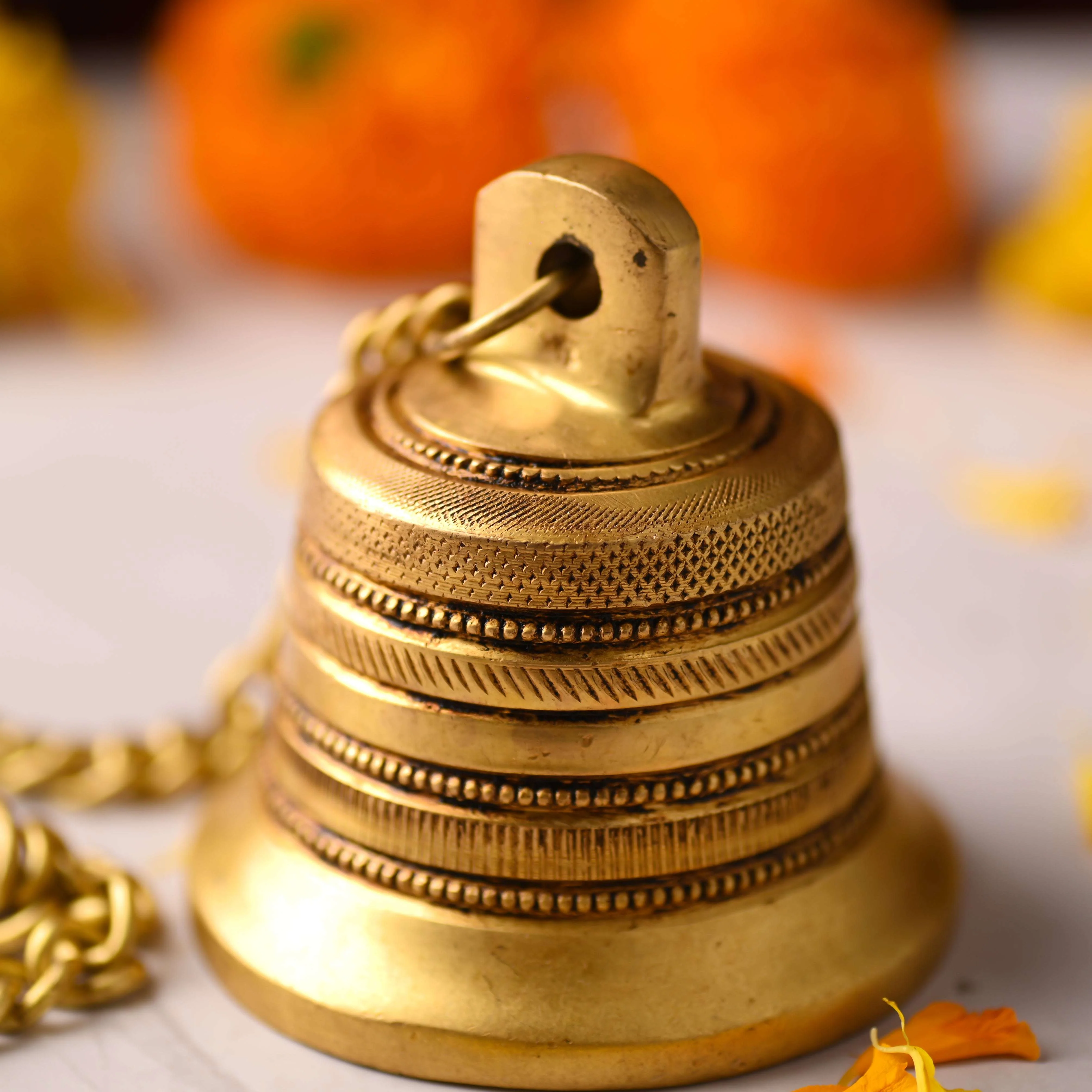 Brass Wall Hanging Temple Bell – Handcrafted Traditional Decor (21.8 Inch) - Image 4