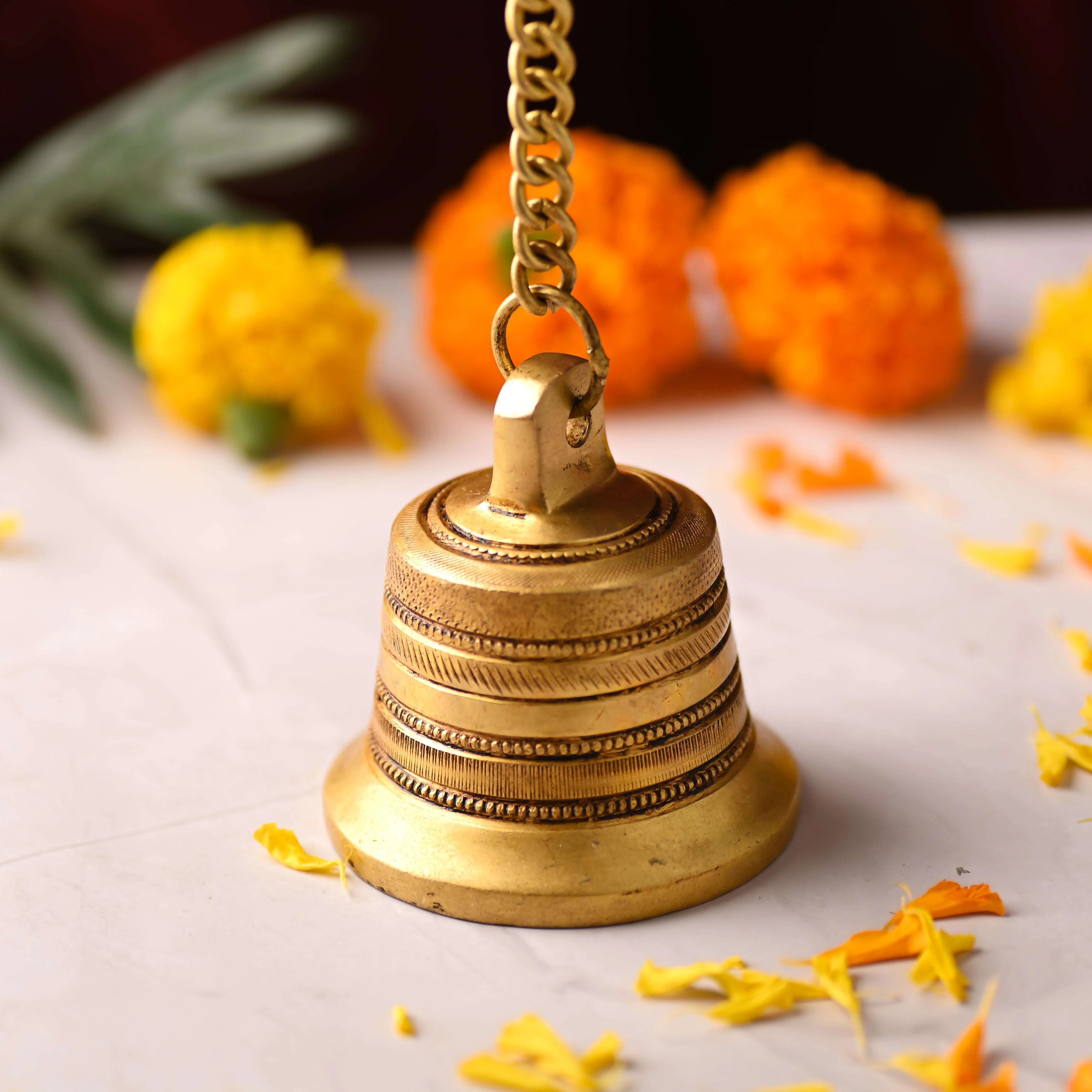 Brass Wall Hanging Temple Bell – Handcrafted Traditional Decor (21.8 Inch) - Image 6