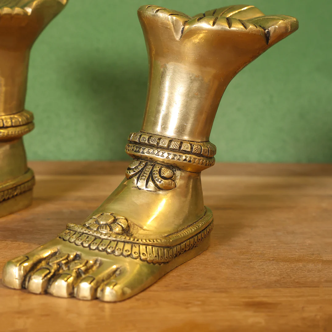 Brass Divine Goddess LakshmI Feet/Charan (5.5 Inch) - Image 3