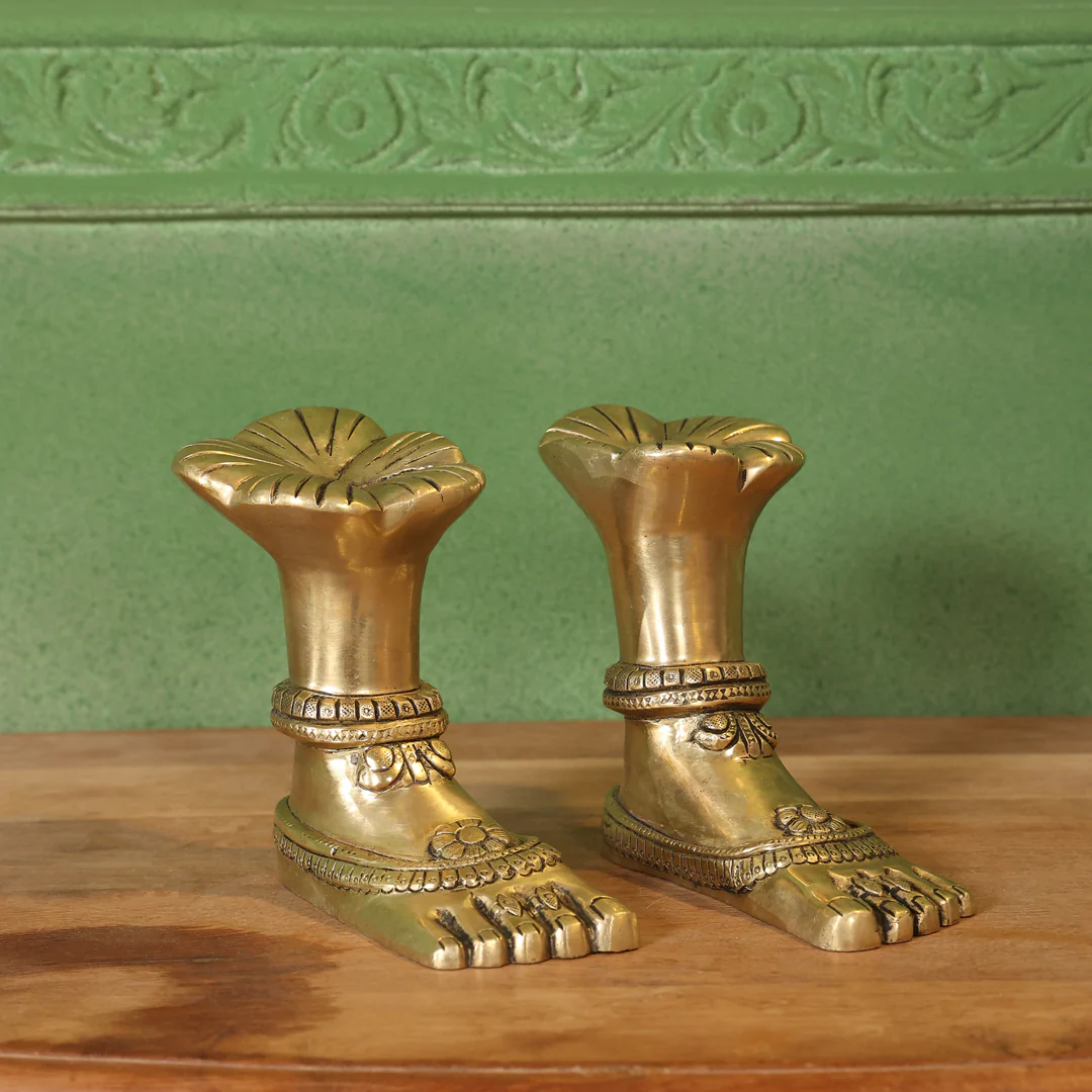 Brass Divine Goddess LakshmI Feet/Charan (5.5 Inch) - Image 4