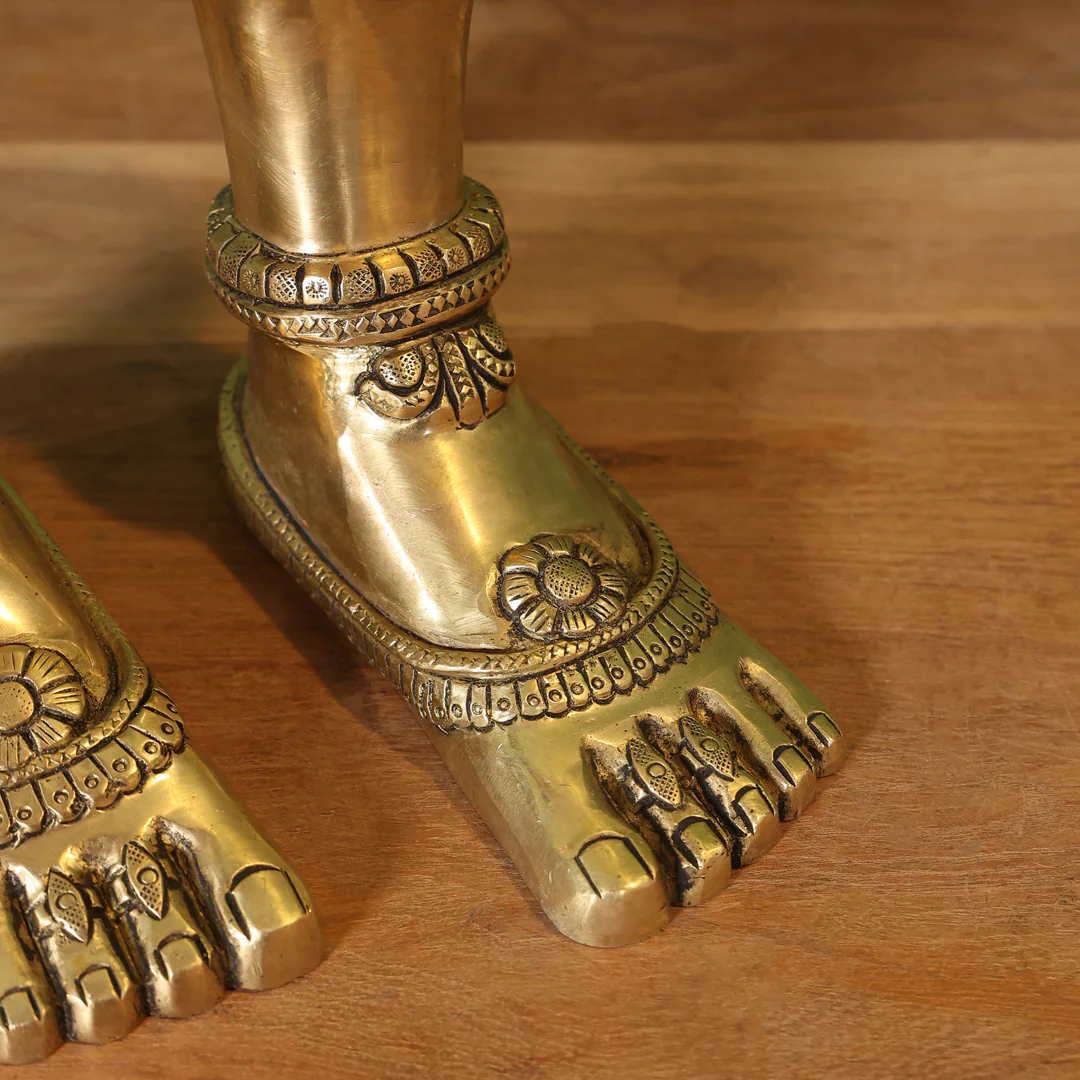 Brass Divine Goddess LakshmI Feet/Charan (5.5 Inch) - Image 6