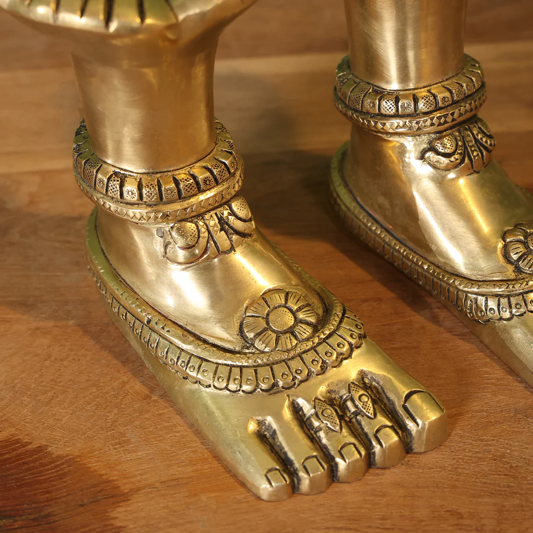 Brass Divine Goddess LakshmI Feet/Charan (5.5 Inch) - Image 7
