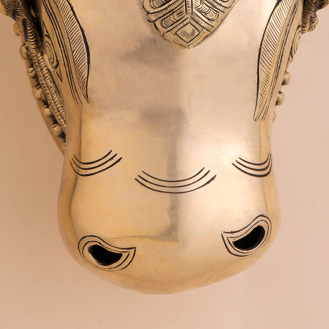 Brass Nandi Head Wall Decor (10 Inch) - Image 3