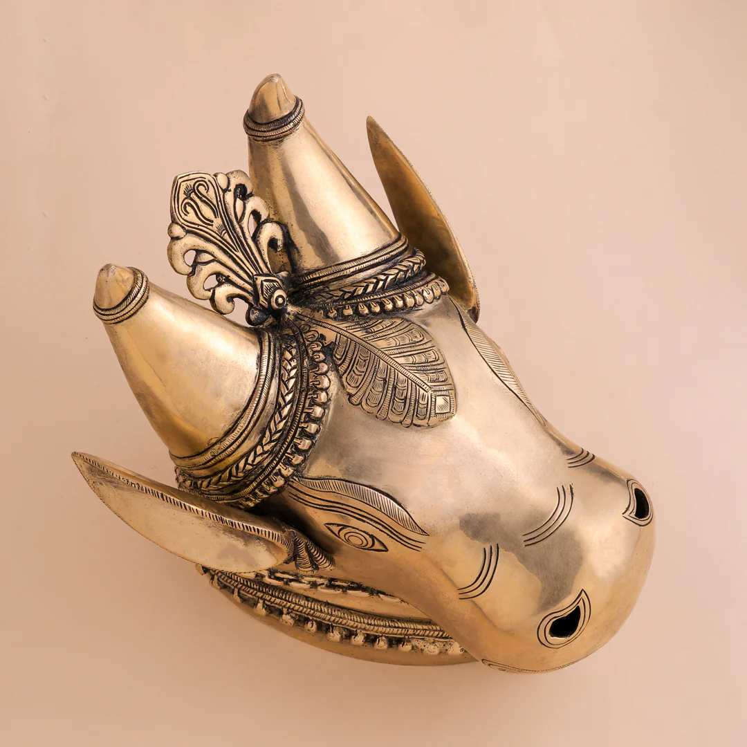 Brass Nandi Head Wall Decor (10 Inch) - Image 4