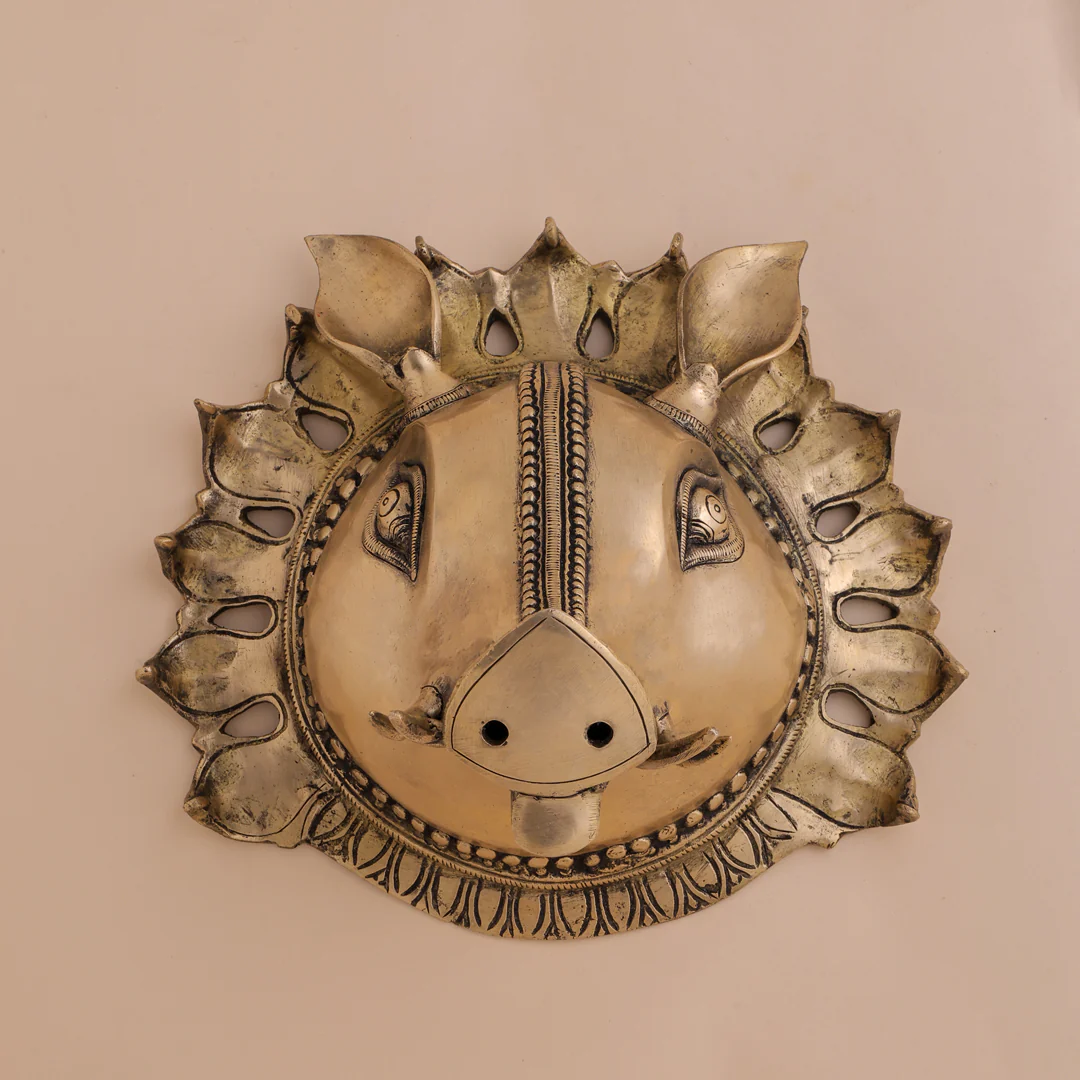 Brass Varaha Head Wall Hanging (9 Inch)