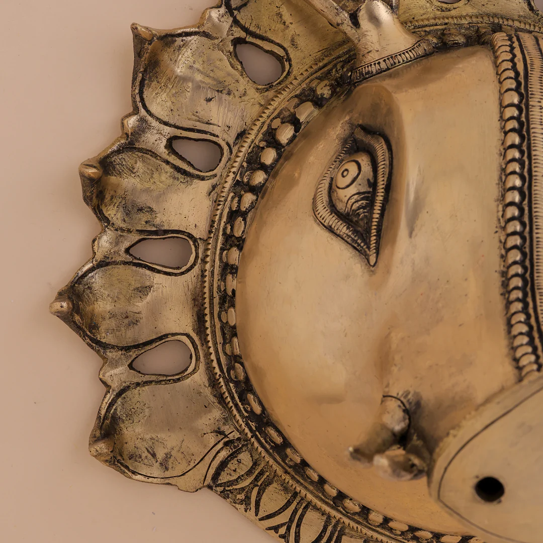 Brass Varaha Head Wall Hanging (9 Inch) - Image 3