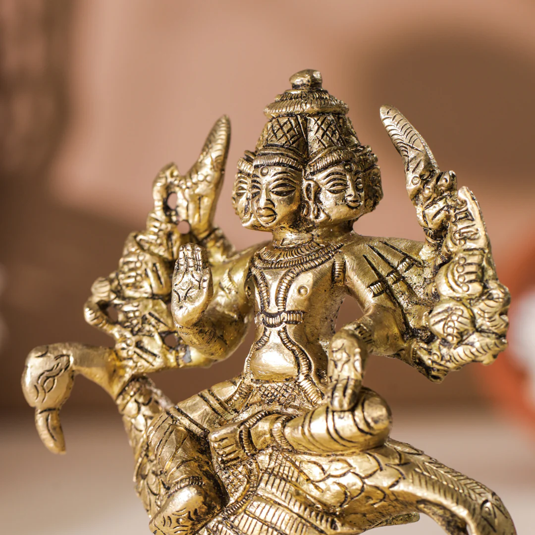 Brass Sitting Lord Murugan/Kartikeya Idol (5 Inch) - Image 5