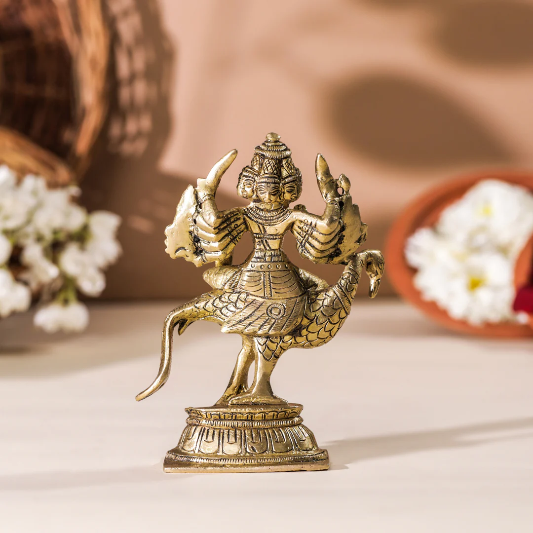 Brass Sitting Lord Murugan/Kartikeya Idol (5 Inch) - Image 7