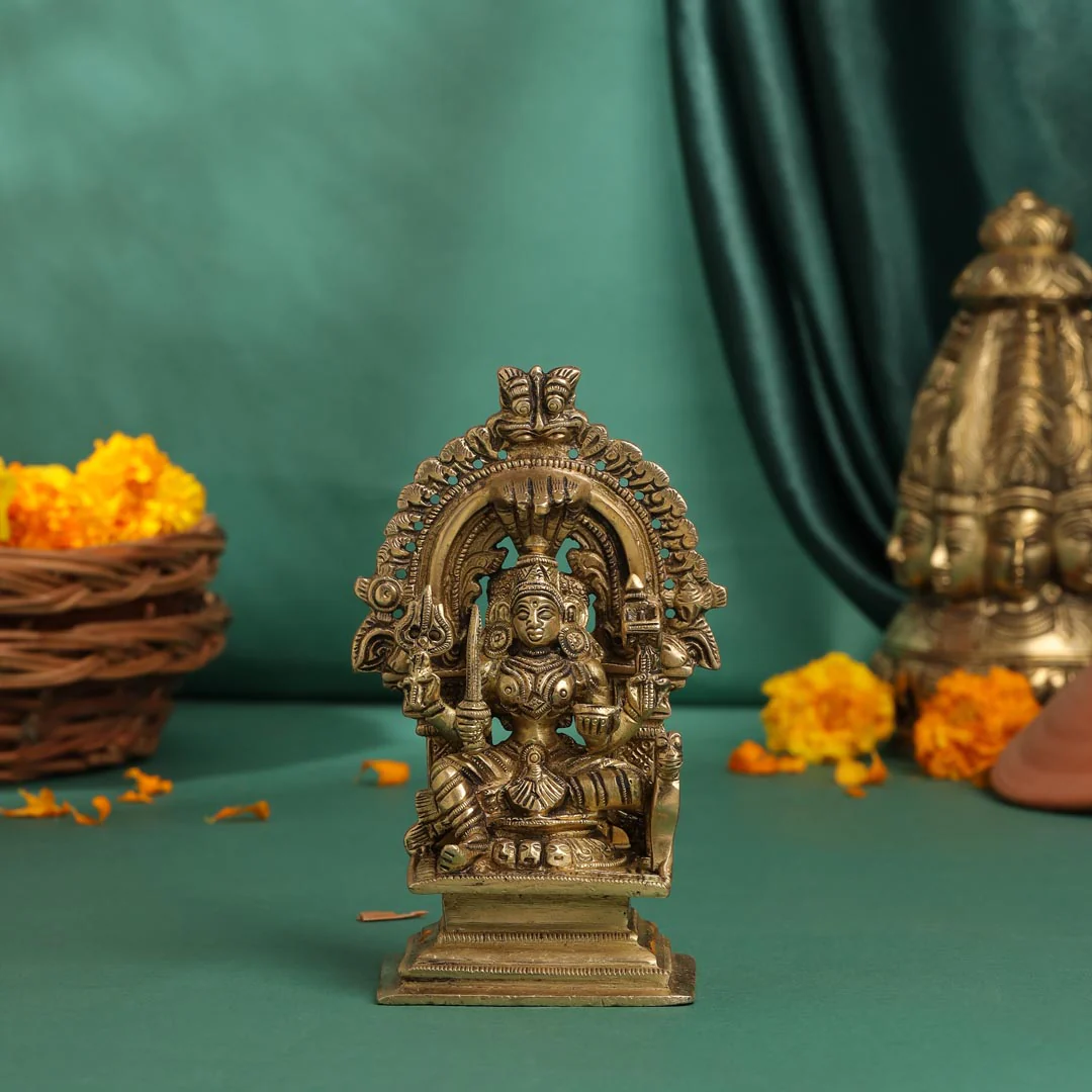 Brass Sitting Karumari Amman Idol (5.5 Inch)