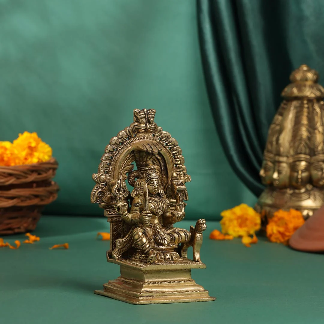 Brass Sitting Karumari Amman Idol (5.5 Inch) - Image 2