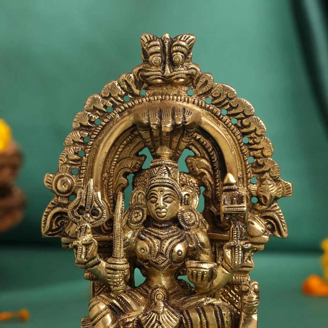 Brass Sitting Karumari Amman Idol (5.5 Inch) - Image 4