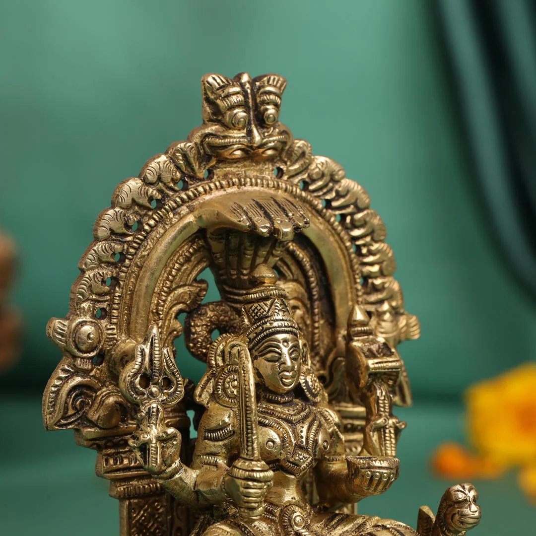 Brass Sitting Karumari Amman Idol (5.5 Inch) - Image 6