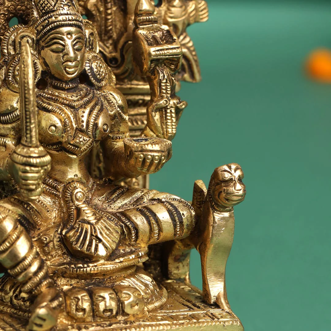 Brass Sitting Karumari Amman Idol (5.5 Inch) - Image 7