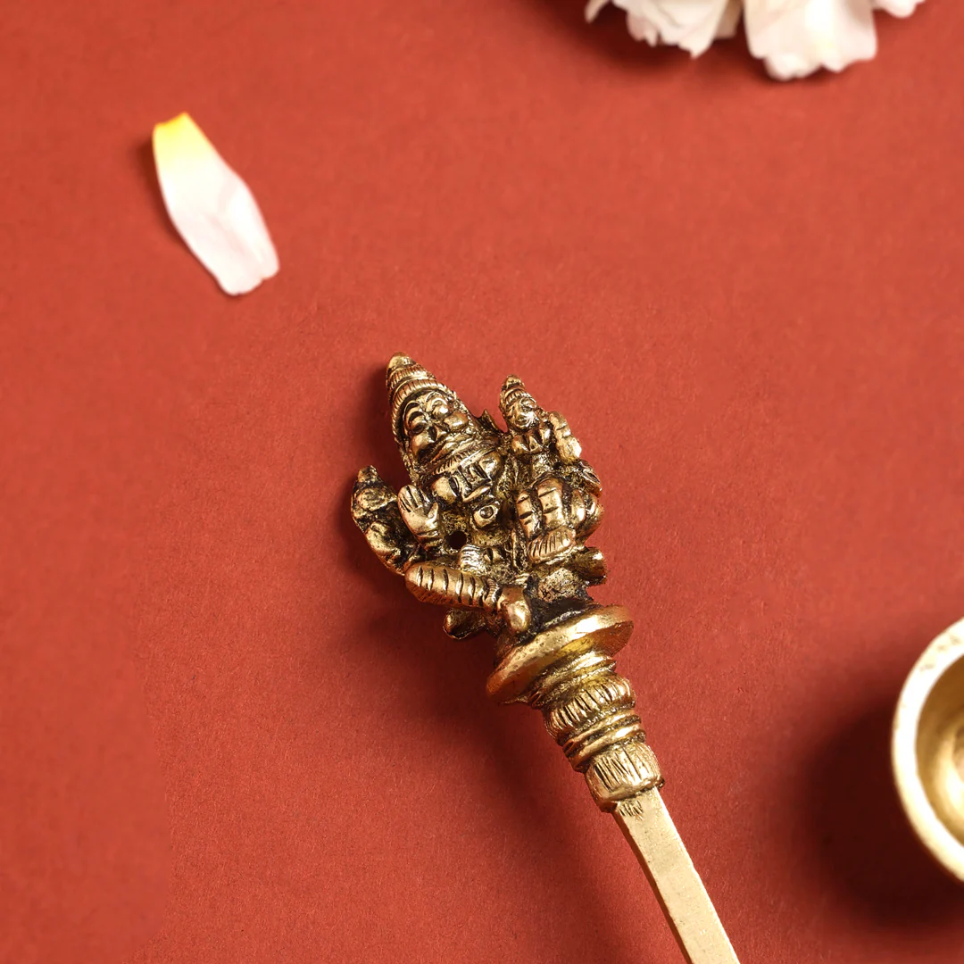 Brass Pooja Ahuti Spoon (6 Inch) - Image 4