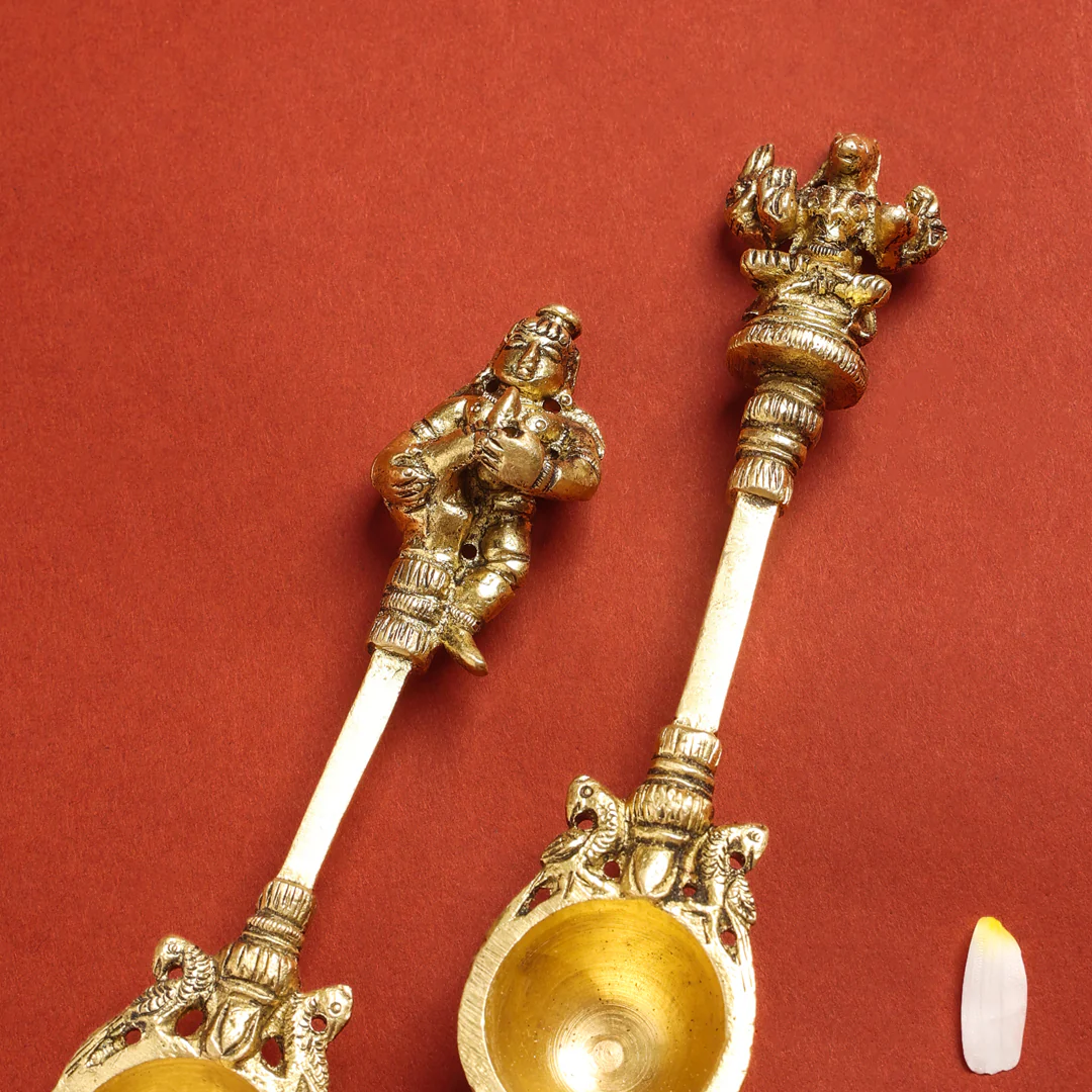 Brass Pooja Ahuti Spoon (6 Inch) - Image 5