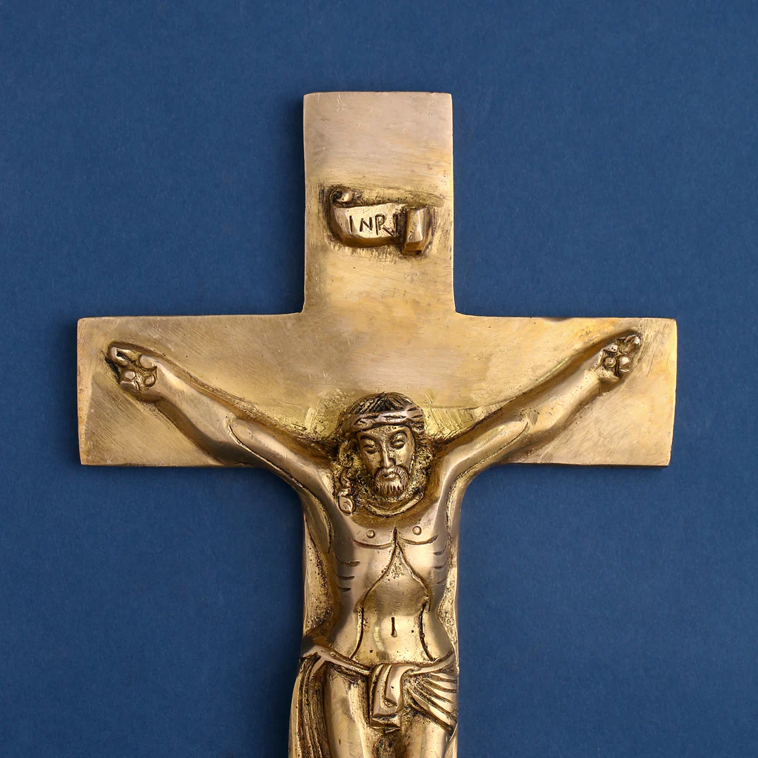 Brass Christian Cross Jesus Christ Wall Hanging (11 Inch) - Image 2