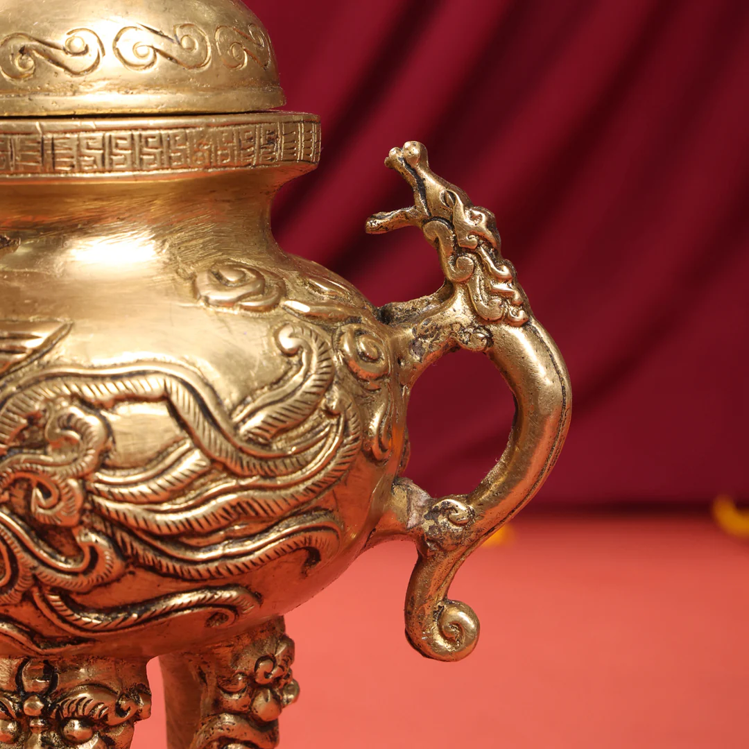 Brass Antique Pot With Lid (9.5 Inch) - Image 6